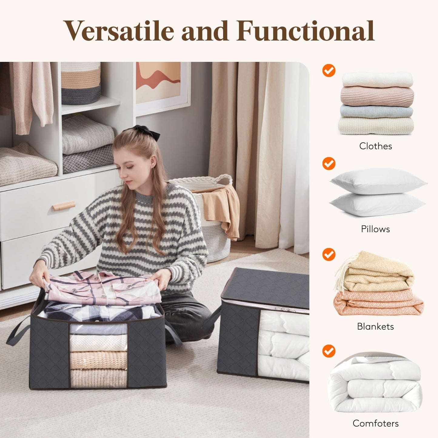 Lifewit 6 Pack Clothes Storage Bags, Foldable Fabric Closet Storage Containers and Organization, Underbed Lidded Storage Bins for Clothing, Blankets with Reinforced Handle, Sturdy Zipper, Clear Window 🍁 All In One Marketplace Canada