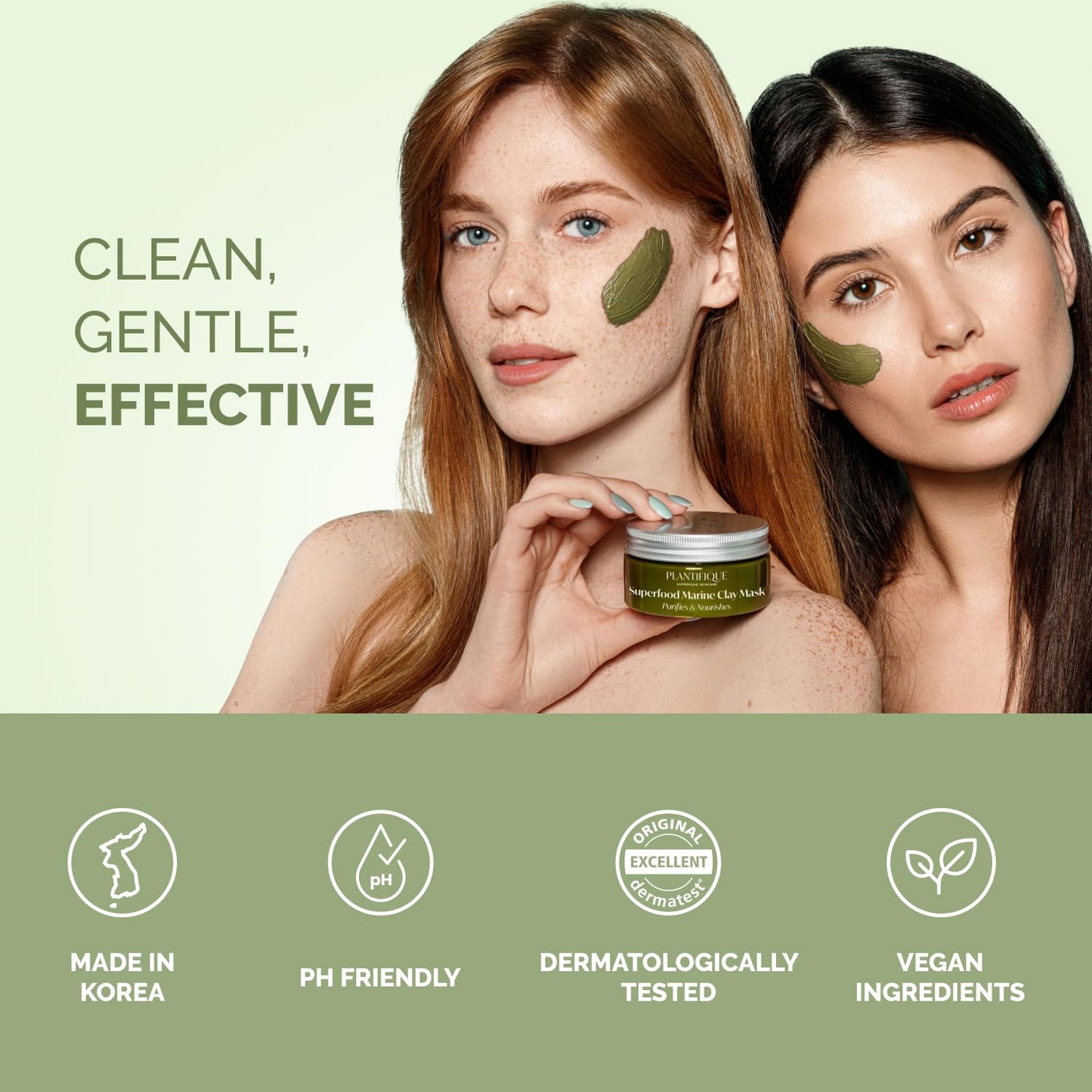 PLANTIFIQUE Clay Mask with Avocado & Superfoods - Korean Face Masks Skincare Products - Dermatologically Tested - Masque Visage Beauté - Gift Idea, 110g / 3.88 fl oz 🍁 All In One Marketplace Canada