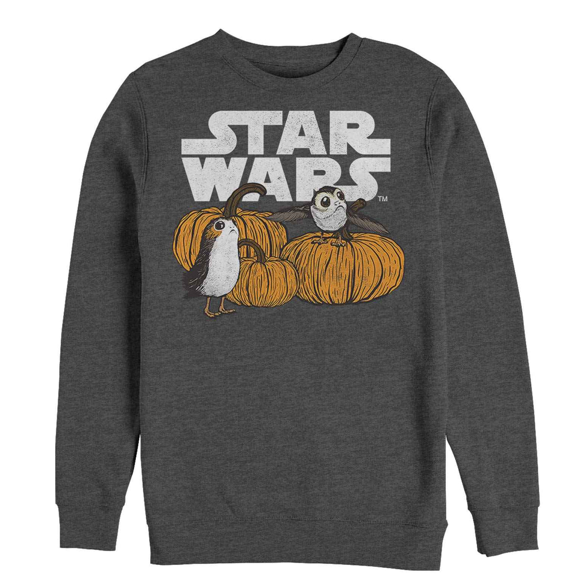 STAR WARS Men's The Last Jedi Happy Halloween PORG Logo Sweatshirt, Charcoal Heather, X-Large