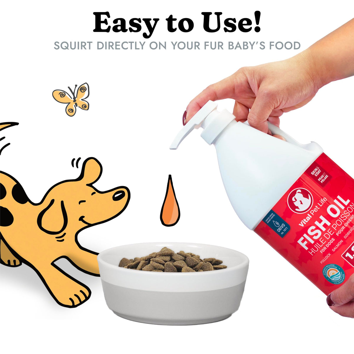 Fish Oil for Dogs 1.89 L - Healthy Skin & Coat, Salmon, Pollock, All Natural Supplement for Pets, Itching Scratching Allergy & Inflammation Defense, Omega 3 EPA DHA, Brain & Heart Health 🍁 All In One Marketplace Canada