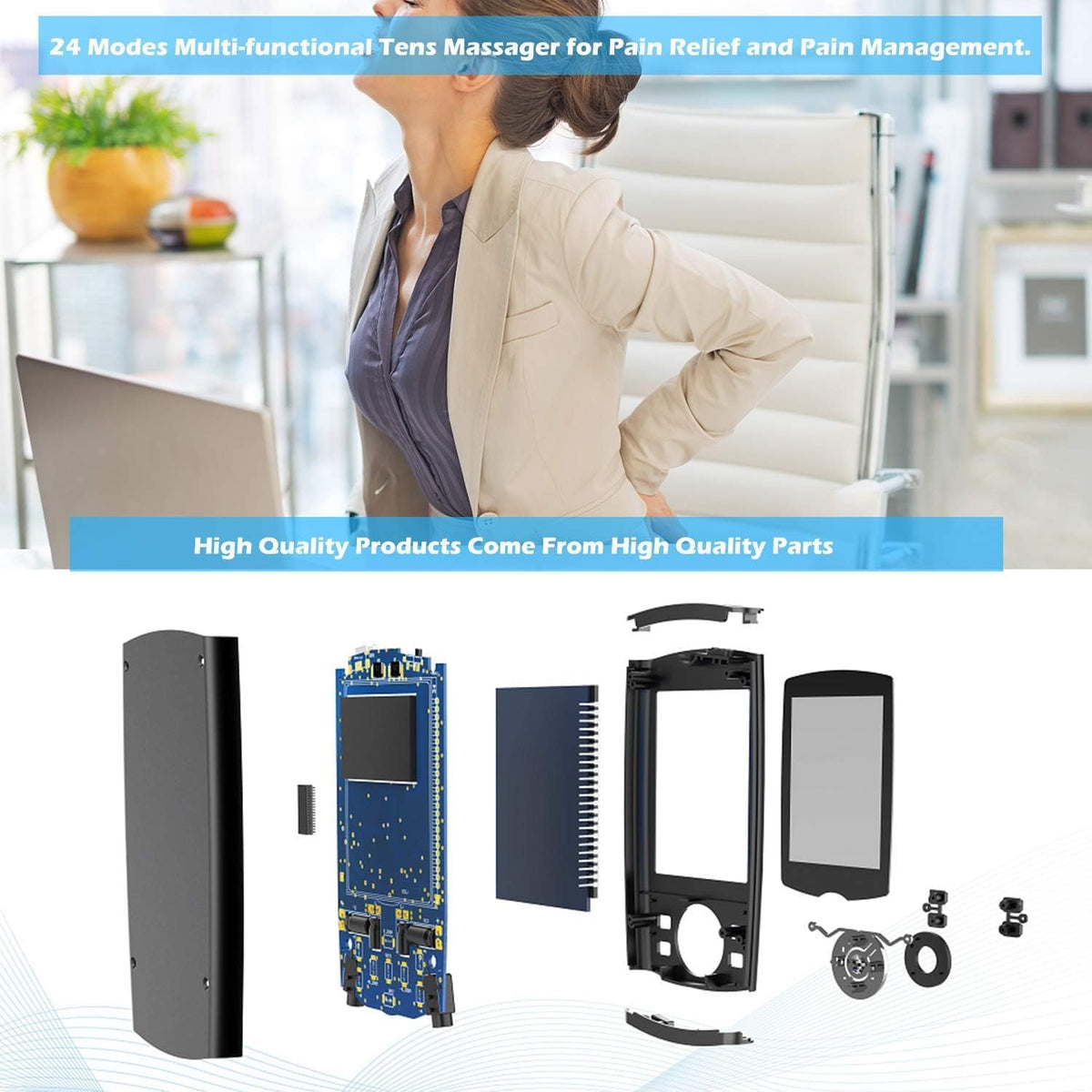 Belifu Dual Channel TENS EMS Unit with 12 Pads, 24 Modes Muscle Stimulator, Electronic Pulse Massager Muscle Massager for Pain Relief Therapy, Fastening Cable Ties, Dust-Proof Drawstring Storage Bag 🍁 All In One Marketplace Canada