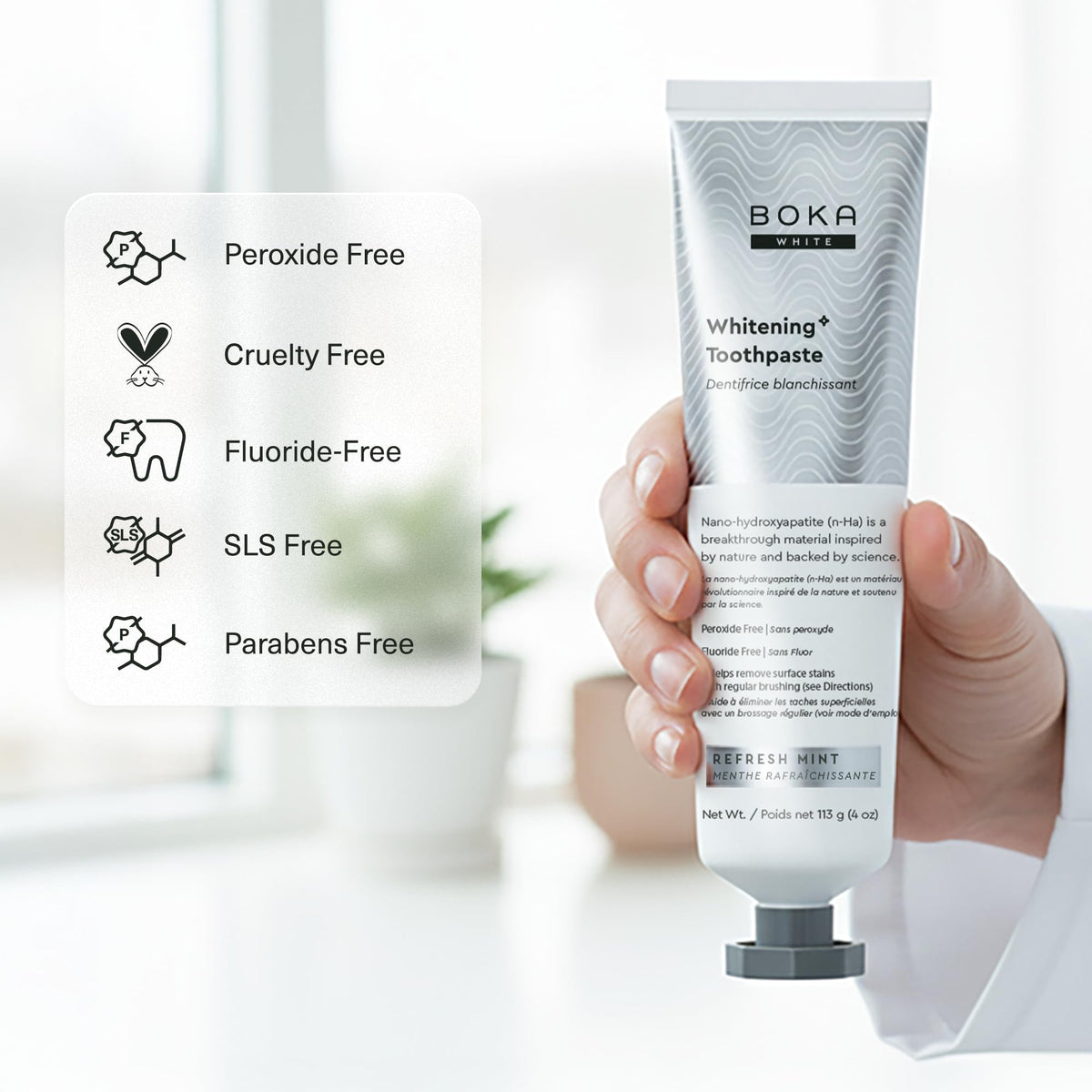 Boka Fluoride Free Toothpaste, Nano Hydroxyapatite Toothpaste, Appropriate for Sensitive Teeth, for Adult, Kids Oral Care - Whitening * Refresh Mint, 4 Fl Oz (113g) 3Pk 🍁 All In One Marketplace Canada