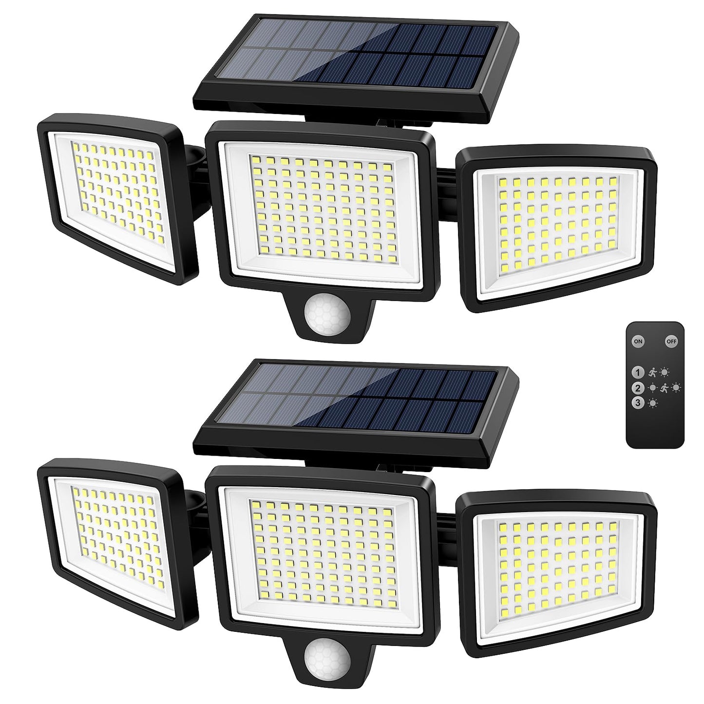 Solar Motion Sensor Outdoor Lights - 2500LM Bright LED Security Flood Light - Adjustable 3 Head Night Lighting Solar Powered IP65 Waterproof with Remote for Outside Garage Yard 🍁 All In One Marketplace Canada