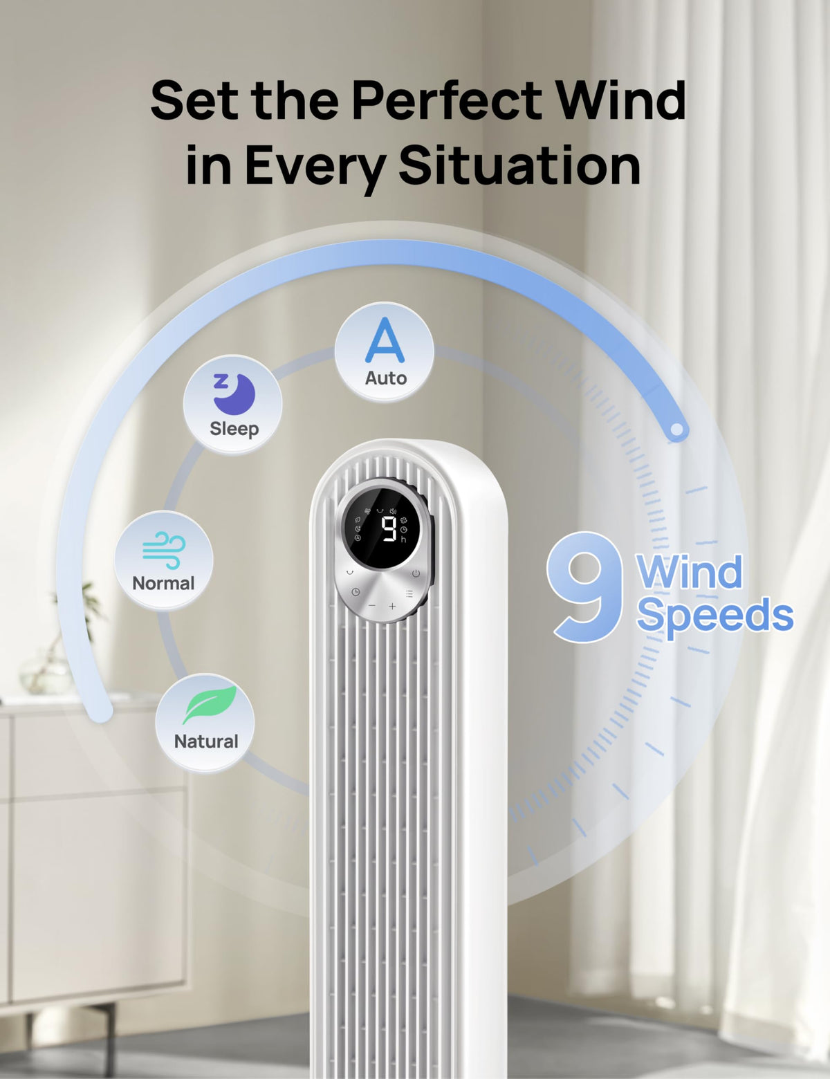 DREO Tower Fan 42 Inch, Cruiser Pro T1 Quiet Oscillating Bladeless Fan with Remote, 6 Speeds, 4 Modes, LED Display, 12H Timer, White Floor Standing Fan Powerful for Indoor Home Bedroom Office Room 🍁 All In One Marketplace Canada