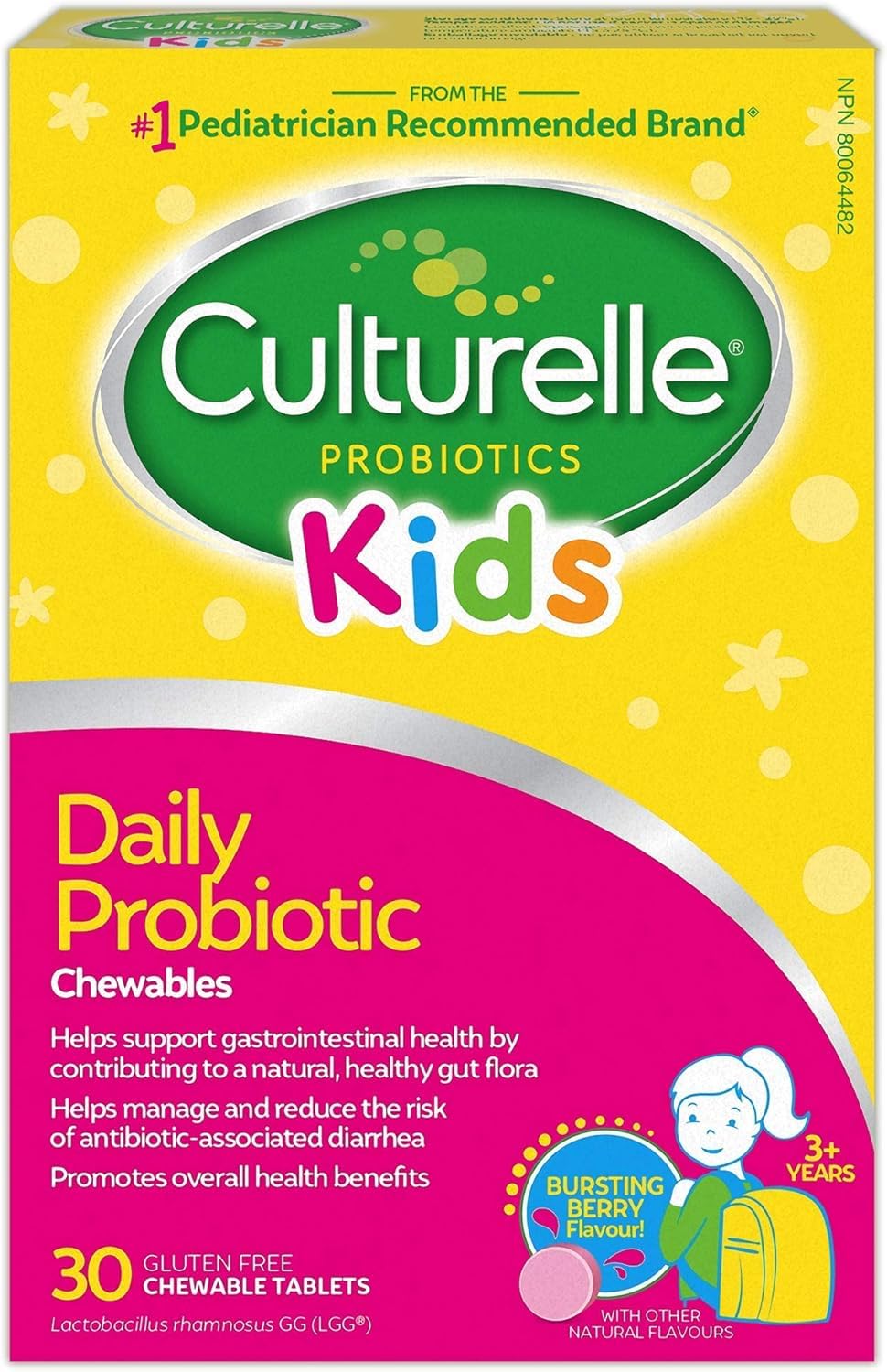 Culturelle Kids Daily Probiotic Chewable for Kids|With 100% Naturally Sourced Lactobacillus GG Strain|Most Clinically Studied Probiotic|Pediatrician Recommended|Berry Flavor|30 Count Chews 🍁 All In One Marketplace Canada