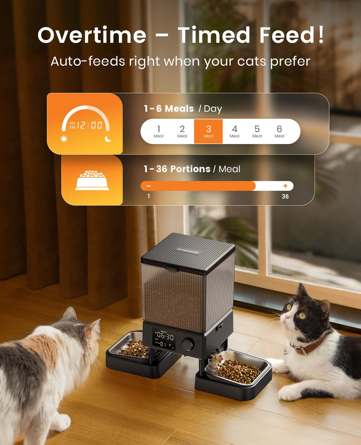 oneisall Automatic Cat Feeder for 2 Cats, 20 Cups/5L Automatic Cat Food Dispenser for Small Pets Indoor, Timed Cat Feeder for Dry Food 🍁 All In One Marketplace Canada