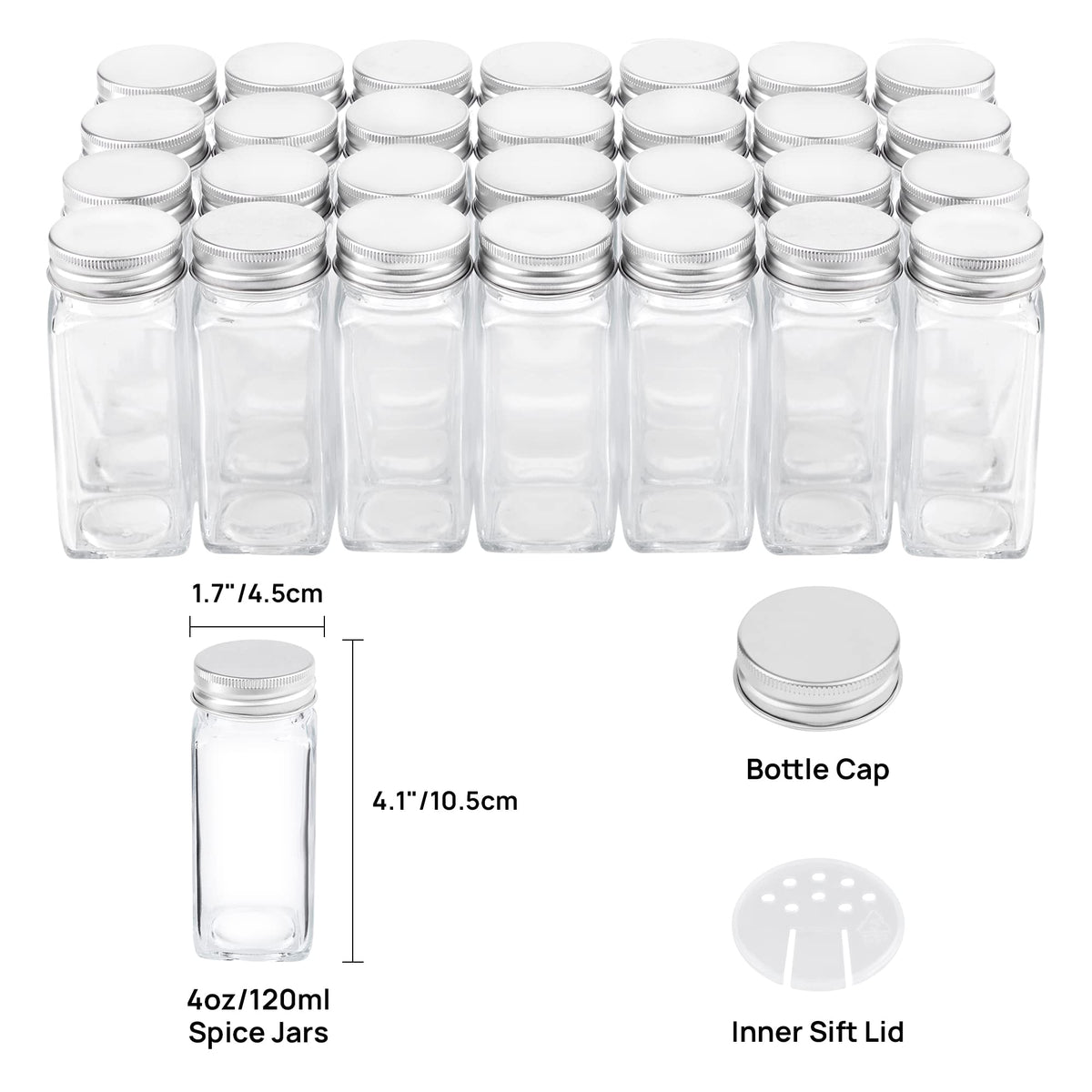 Vtopmart Spice Rack Organizer for Cabinet, 4 Tier Spice Organizer with 28 Empty Spice Jars and 432 Blank Labels, Seasoning Organization for Countertop, Cabinet, Kitchen, Pantry, Cupboard 🍁 All In One Marketplace Canada
