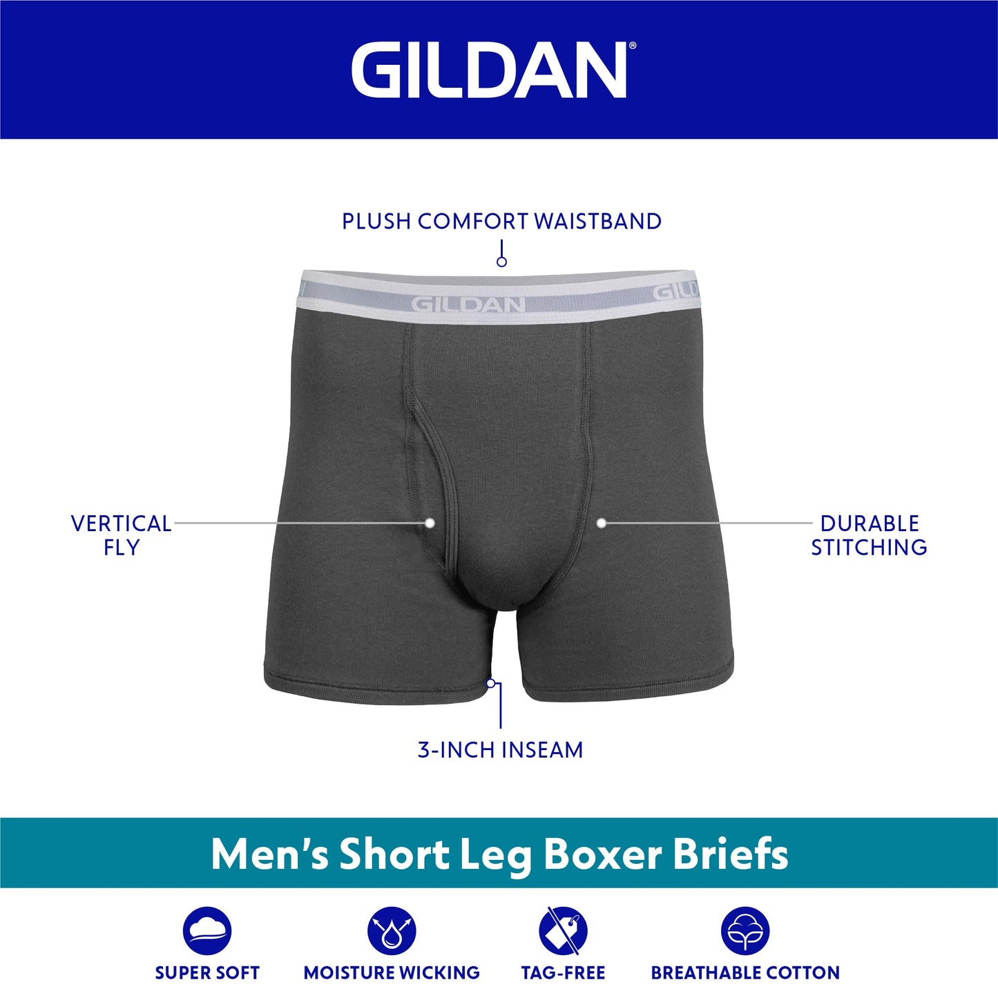 Gildan Men's Underwear Boxer Briefs, Multipack, Mixed Blue (5-Pack), X-Large 🍁 All In One Marketplace Canada