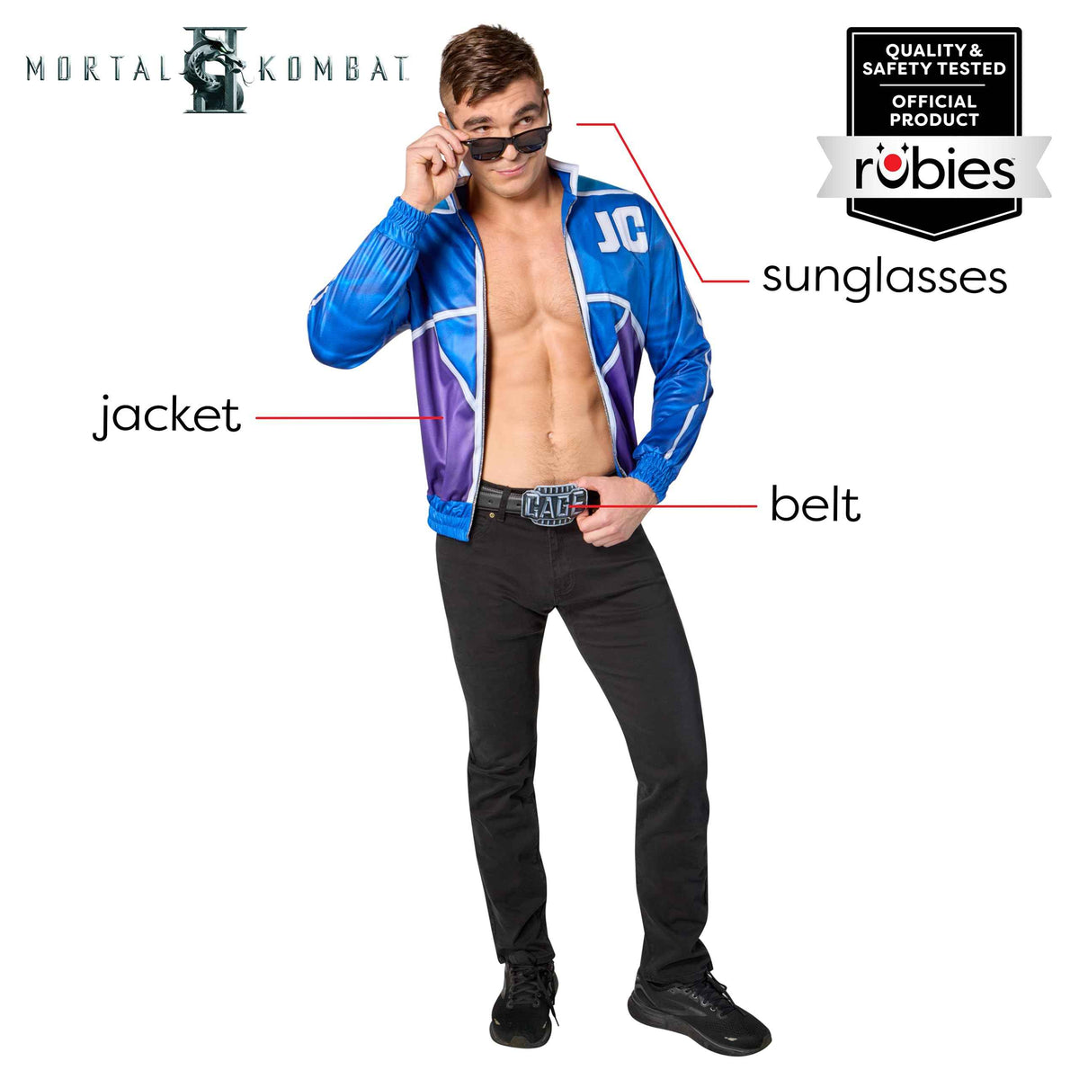 Rubies Men's Mortal Combat Johnny Cage Costume Kit, for Halloween and Themed Parties, Medium
