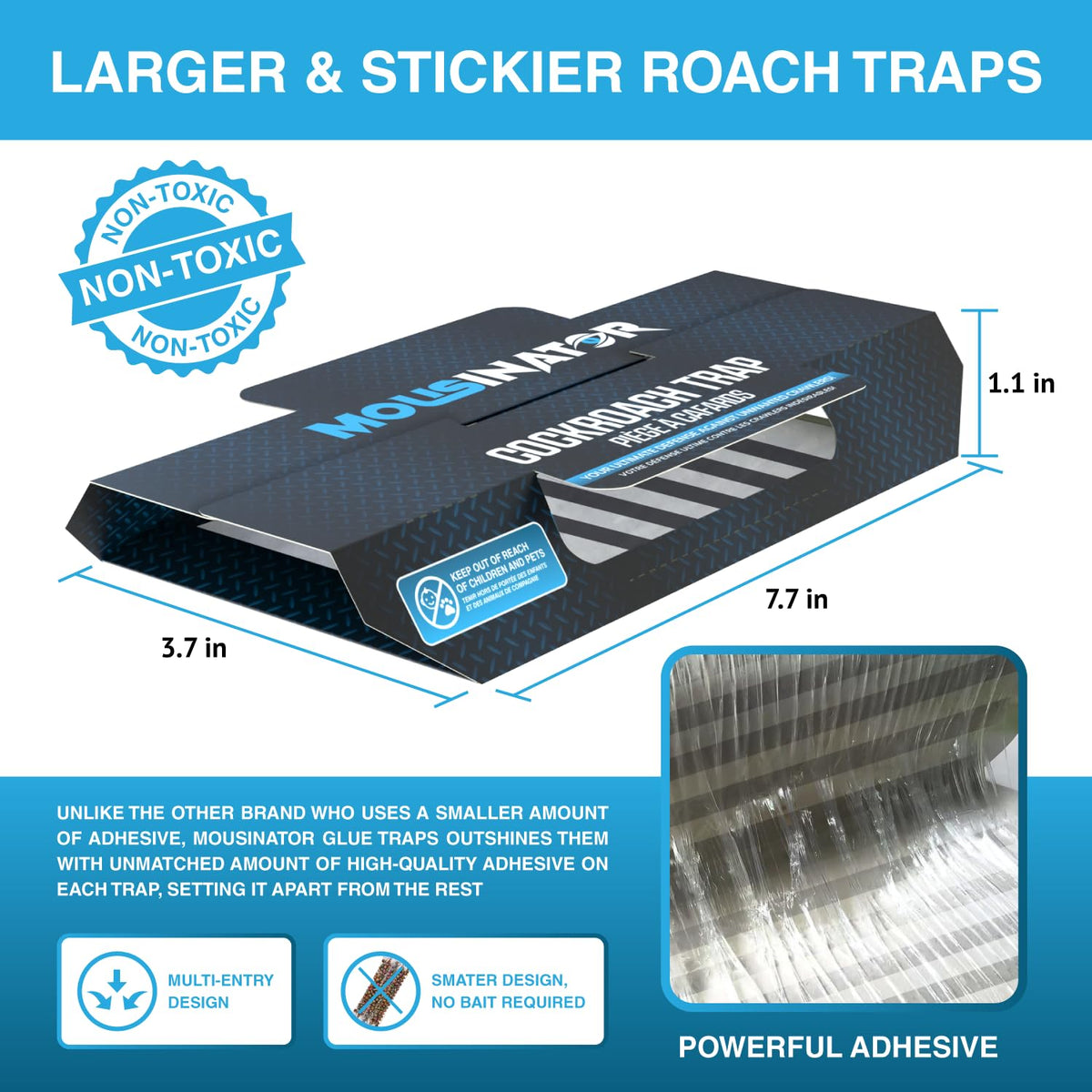 MOUSINATOR Cockroach Traps, 18-Pack, Larger and Multi-Entry Design with Extra-Strong Adhesive, Sticky Glue Cockroach Trap for Indoor Use, Family-Safe, Easy and Ready-to-Use 🍁 All In One Marketplace Canada