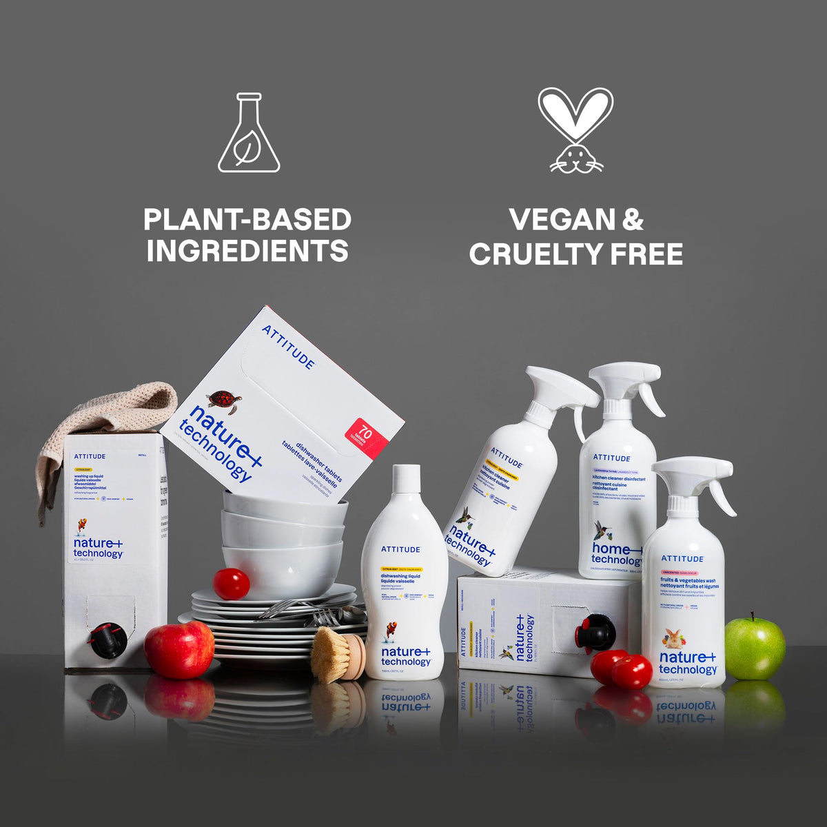 ATTITUDE Dishwasher Pods, Plant-Based & Vegan, Phosphate-Free Detergent Tablets, Naturally Derived, Unscented, 70 Count 🍁 All In One Marketplace Canada