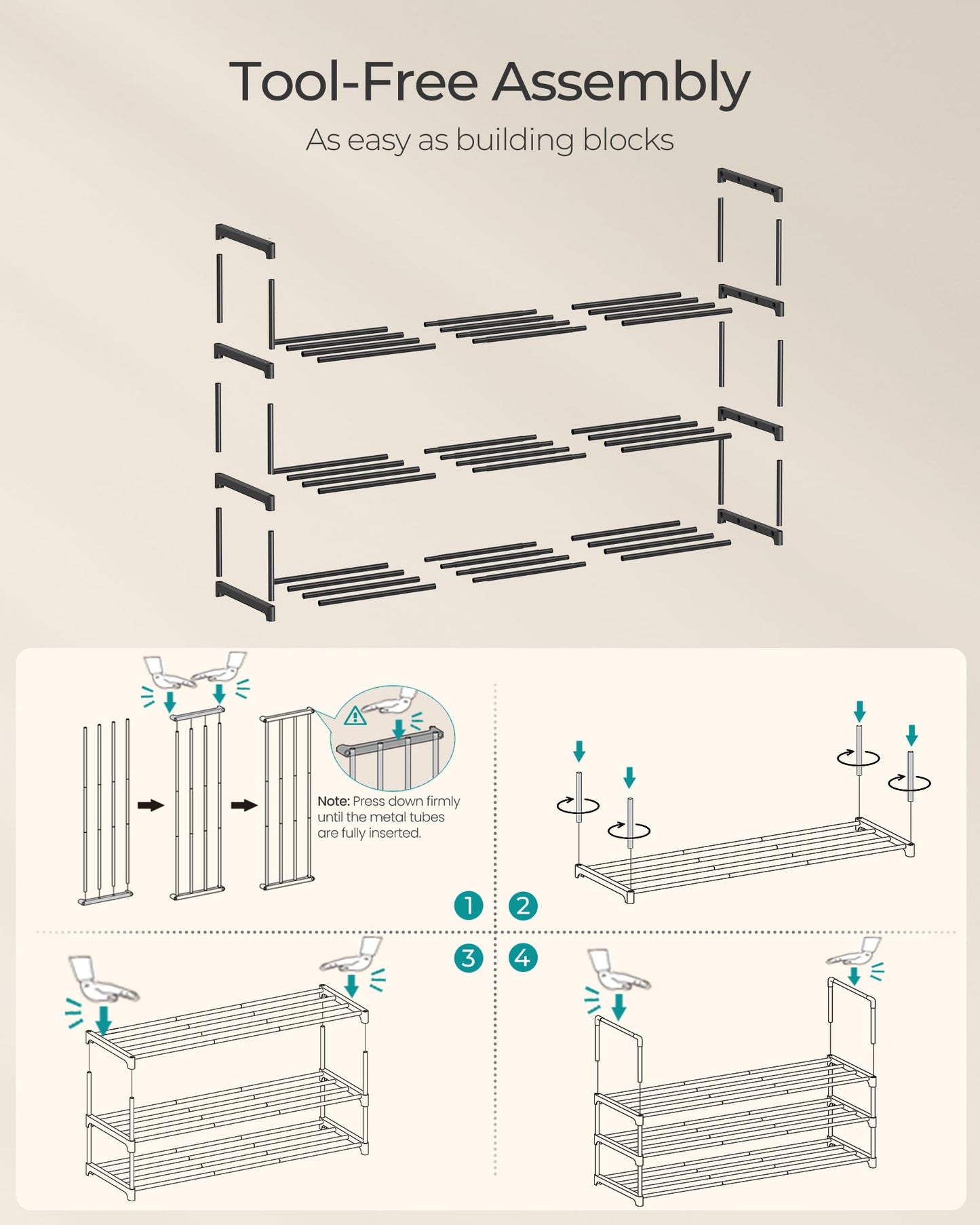 SONGMICS Shoe Rack, 3-Tier Shoe Organizer, Sturdy Storage Shelf, Upright or Upside Down, for 16-20 Pairs, Stackable, for Entryway, 30 x 92 x 55 cm, Black ULSA303B02 🍁 All In One Marketplace Canada