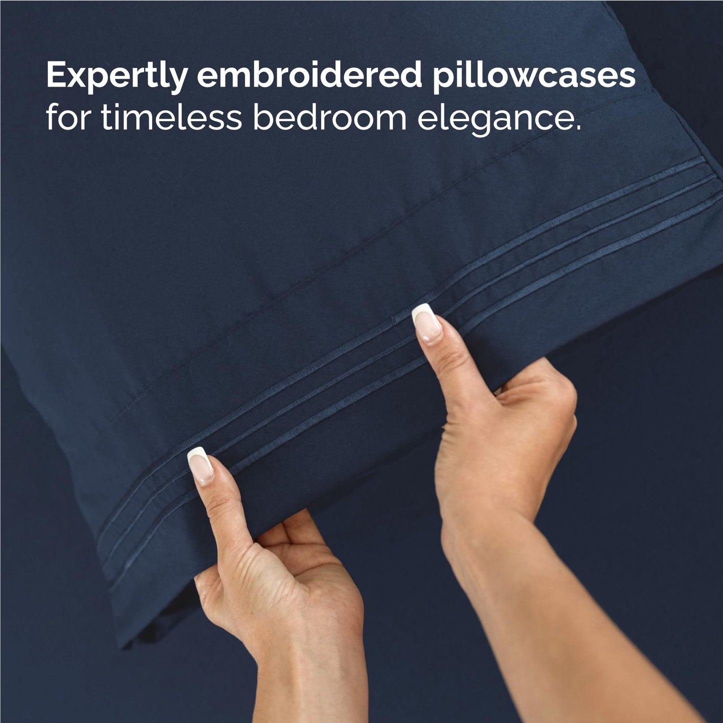 Full Size 4 Piece Sheet Set - Comfy Breathable & Cooling Sheets - Hotel Luxury Bed Sheets for Women & Men - Deep Pockets, Easy-Fit, Extra Soft & Wrinkle Free Sheets - Navy Blue Oeko-Tex Bed Sheet Set 🍁 All In One Marketplace Canada