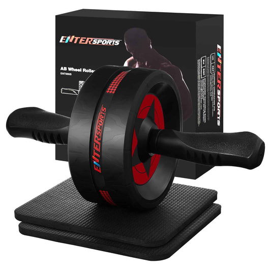 EnterSports Ab Roller Wheel for Abs Workout - Abdominal Exercise Equipment with 2 Knee Pads for Home Gym, Core Strength Training, Fitness Equipment for Men & Women (Red) 🍁 All In One Marketplace Canada