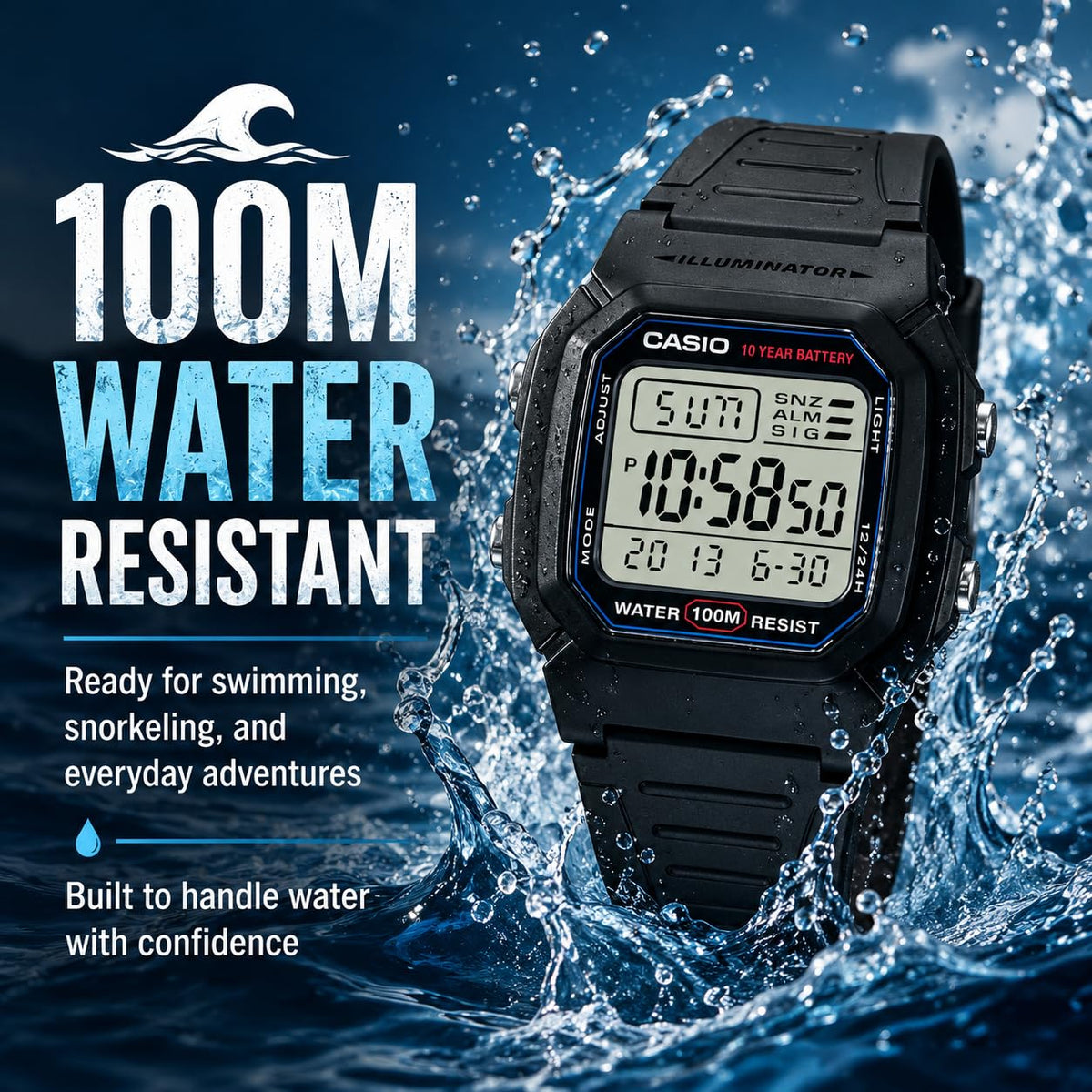 Casio Men’s W800H-1AV Classic Sport Watch with Black Band 🍁 All In One Marketplace Canada