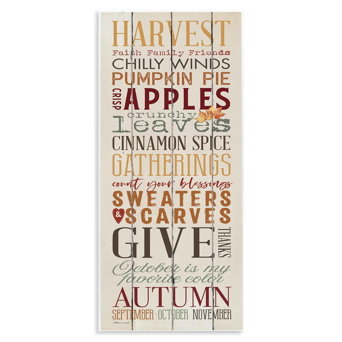 Stupell Industries Fall Halloween Holiday Pumpkin Word Wood Texture Design Signs and Plaques, 7 x 17, Multi-Color