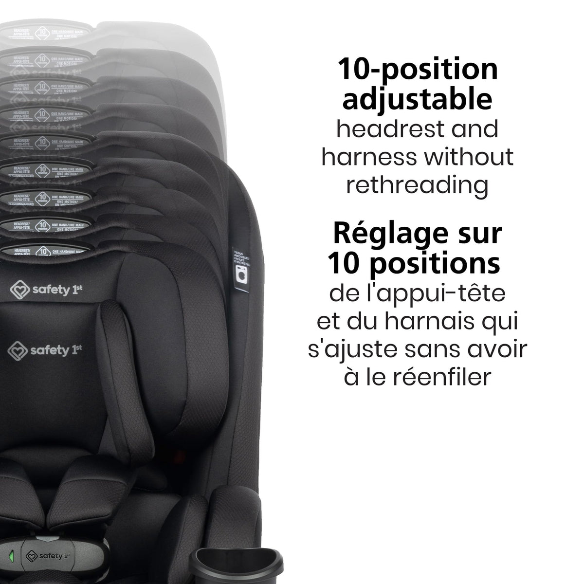 Safety 1st EverSlim 4-in-1 Convertible All-in-One Car Seat, infant to toddler, rear and forward facing, booster mode, backless booster, Fits 3 across, Washable seat, Birth to 10 years, Hexagon Horizon 🍁 All In One Marketplace Canada