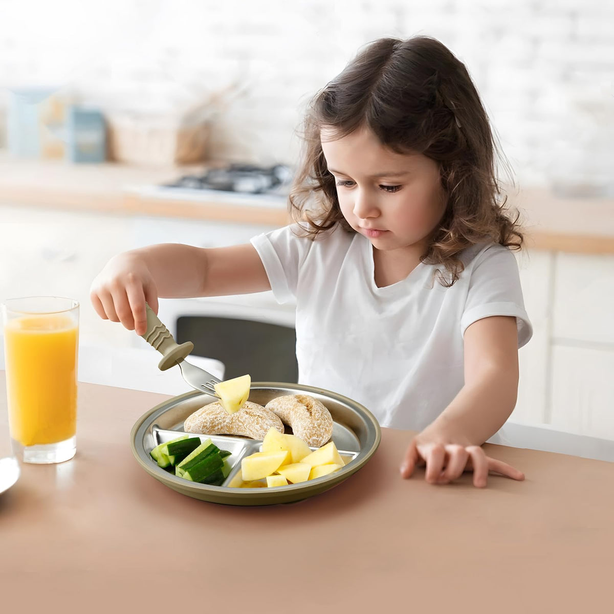 PandaEar 3 Pack Stainless Steel Baby Plates with Suction, Divided Toddler Plate for Baby Led Weaning Supplies, Non-Slip Suction Plates Baby Feeding Set, Dishwasher Safe (Blue/Green/Brown) 🍁 All In One Marketplace Canada