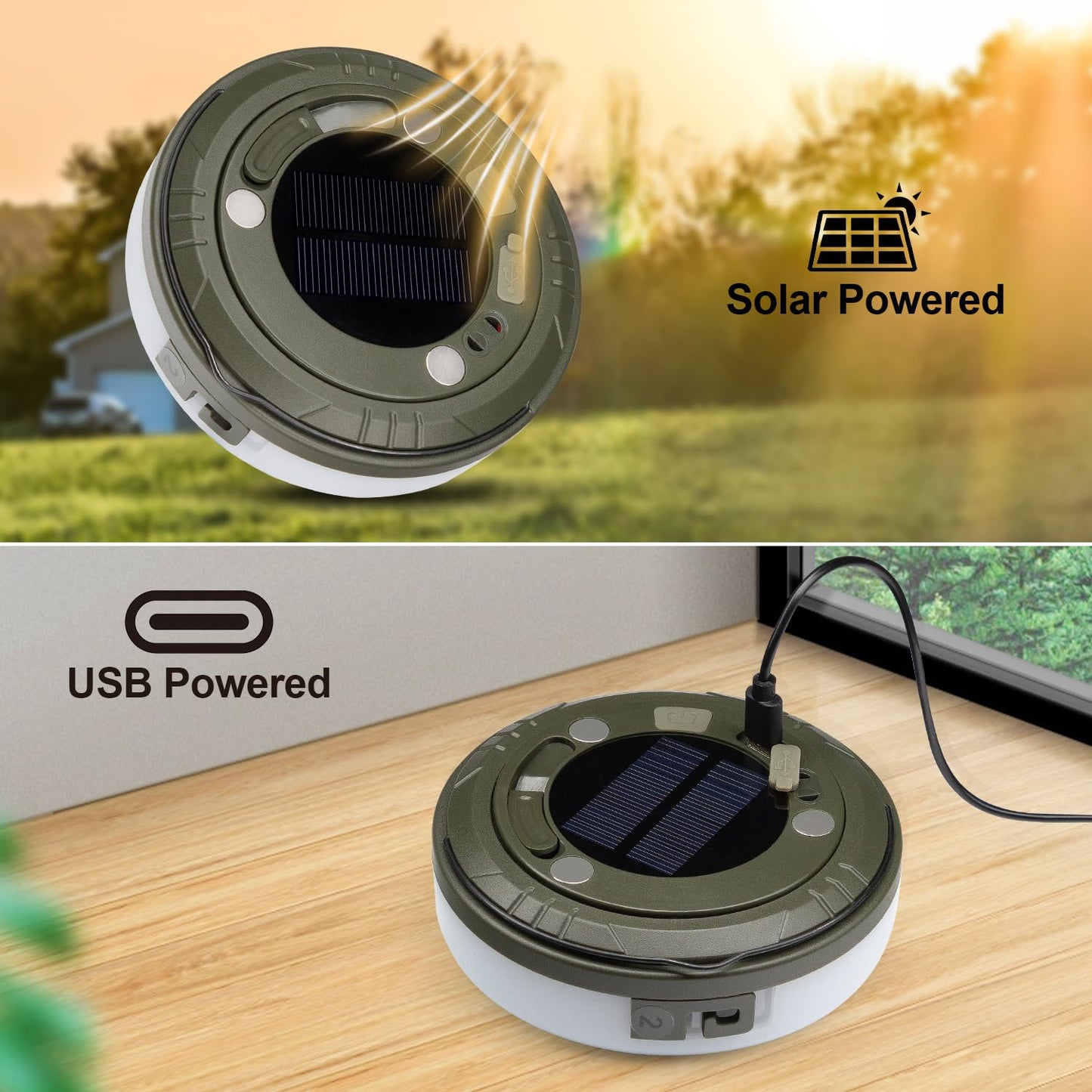 HAMLITE Solar Camping String Lights: 4 in 1 Camping Fairy Light - 32.8Ft Camping Lights with 5 Modes - USB Outdoor String Lights Rechargeable - Waterproof Retractable String Light for Hiking, Tent, RV 🍁 All In One Marketplace Canada