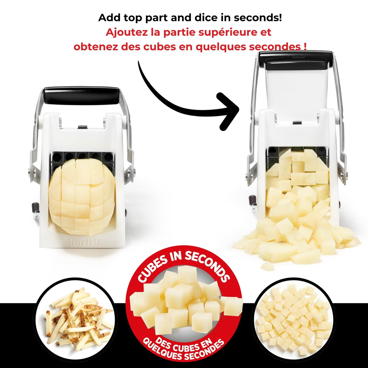 Starfrit Pro Fry Cutter & Cuber, 3-in-1 Potato & Vegetable Cutter 🍁 All In One Marketplace Canada