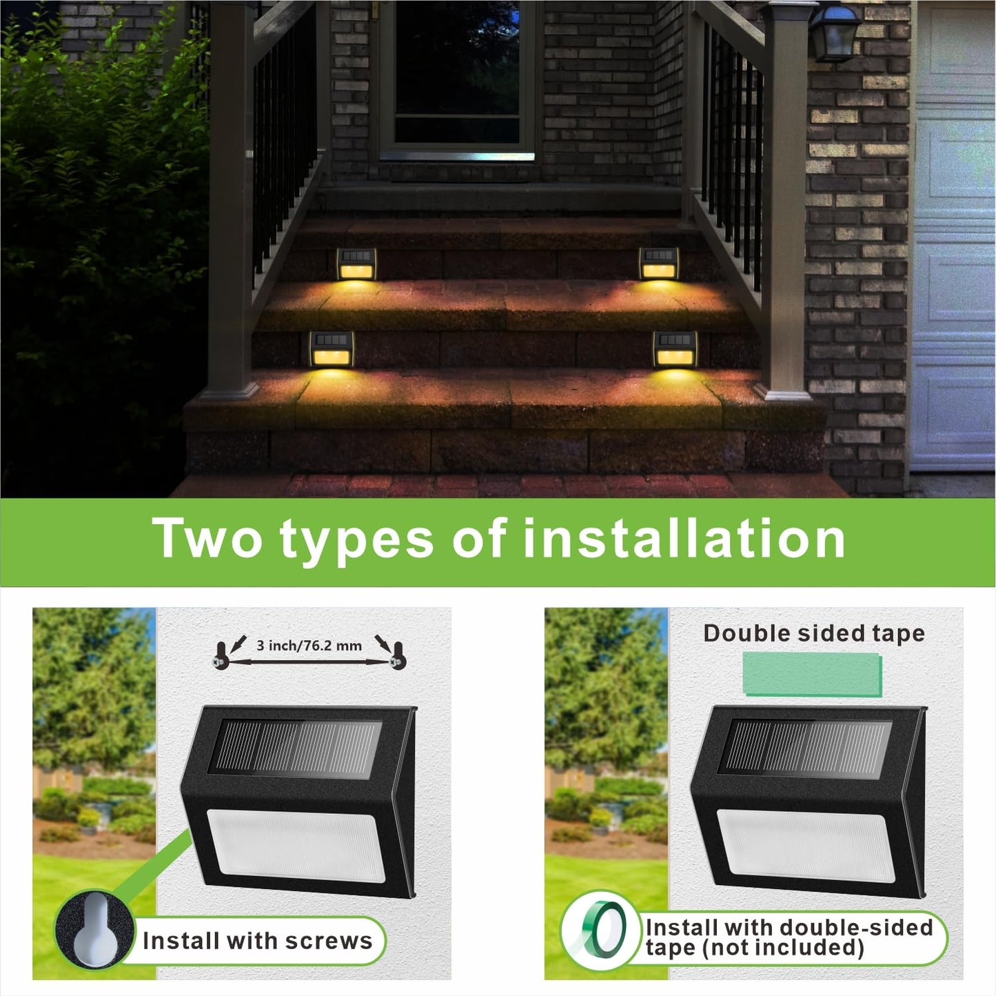 Solar Lights for Steps Decks Pathway Yard Stairs Fences, LED lamp, Rainproof, Black Metal case, 6 Pack 🍁 All In One Marketplace Canada