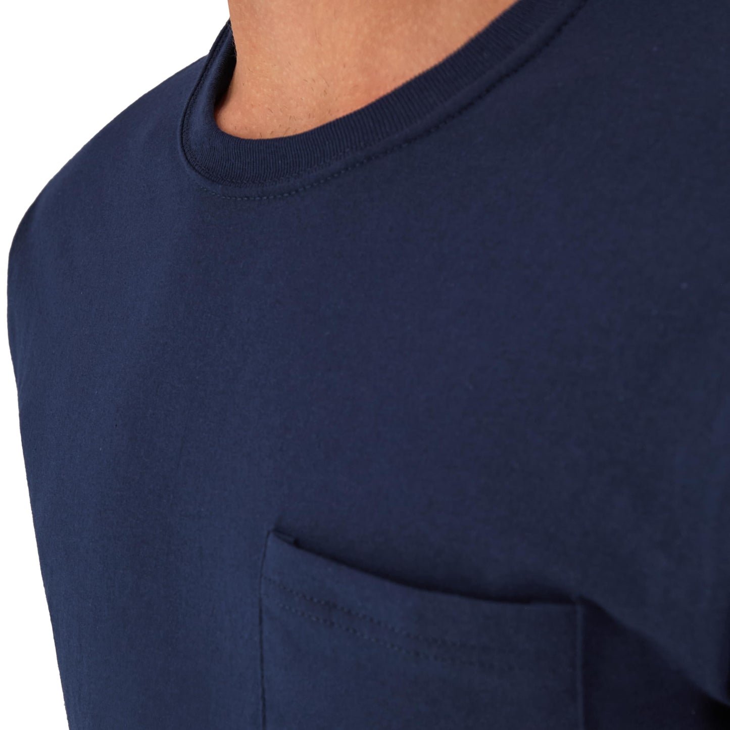 Hanes Men's Pocket Undershirt Pack, Cotton Crew Neck T-Shirt, Moisture Wicking Tee, Assorted 6-Pack, Grey Heather, Black, White, Navy, Blue Heather, Medium 🍁 All In One Marketplace Canada