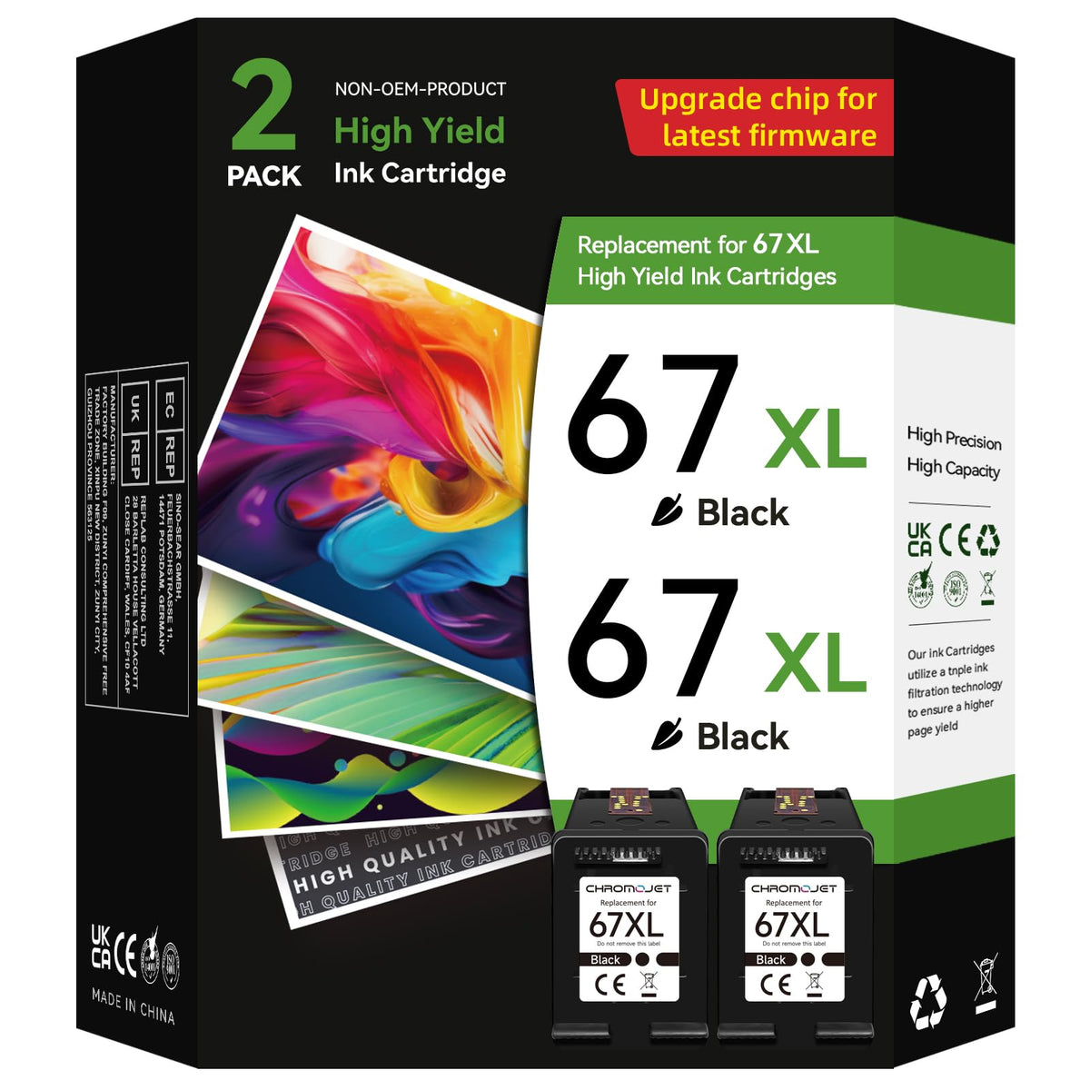 67XL Black Ink Cartridges Compatible for HP 67 Ink Cartridges Compatible for HP Ink 67 Fit for DeskJet 4155e 2855e 2755e 2700 2700e 2800e 4100 4255e 2734e Envy 6055e 6455e 6000 6400 Printer(2 Black) 🍁 All In One Marketplace Canada