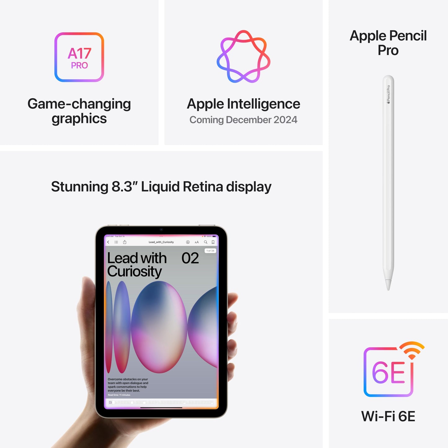 Apple iPad mini (A17 Pro): Apple Intelligence, 8.3-inch Liquid Retina Display, 128GB, Wi-Fi 6E, 12MP Front/12MP Back Camera, Touch ID, All-Day Battery Life — Purple 🍁 All In One Marketplace Canada