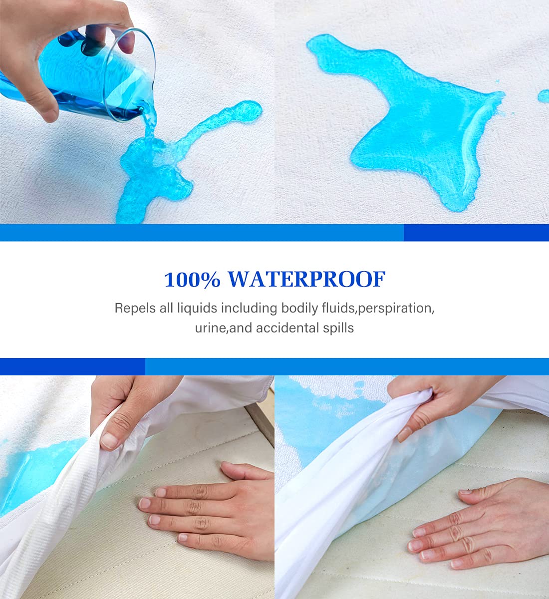 Twin Mattress Protector,Twin Mattress Cover Waterproof Mattress Protector Twin for Kids,Noiseless Soft Breathable Terry Twin Mattress Pad for Kids Pets Adults 39"x75" 🍁 All In One Marketplace Canada