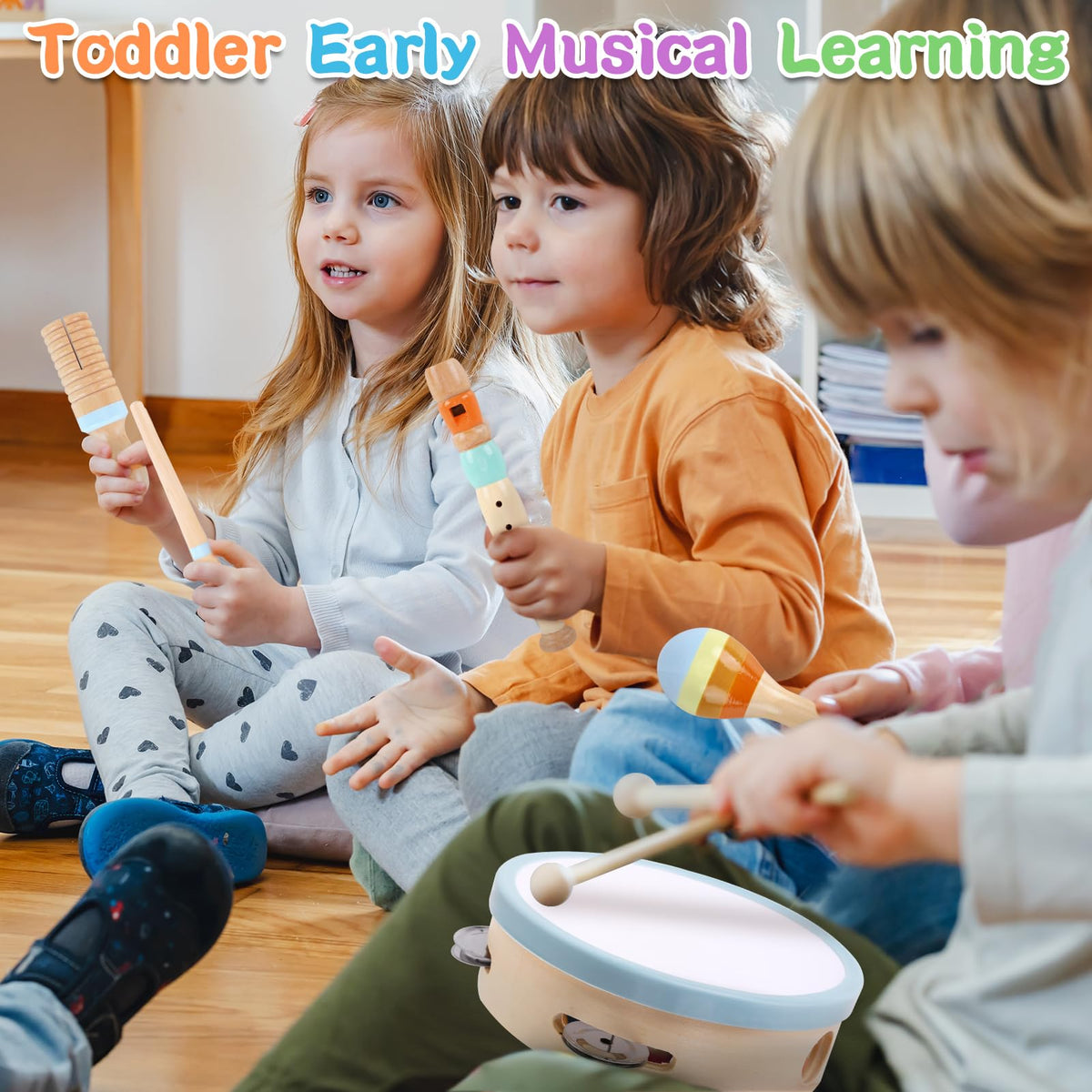 Wooden Musical Instruments for Toddlers 1-3 - Montessori Educational Toys for 1 2 3 Year Old Baby Kids, with Xylophone, One 1st 2st Christmas Birthday Gifts for Girls Boys 🍁 All In One Marketplace Canada