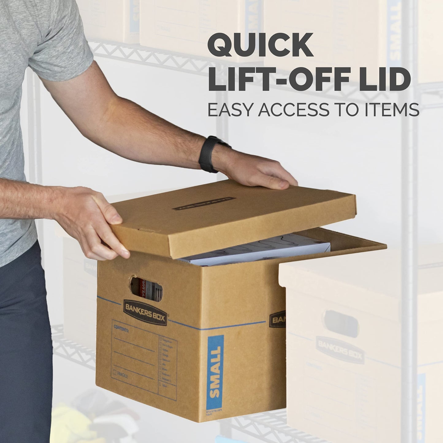 Bankers Box SmoothMove Moving Boxes with No-Tape Assembly, Lift -Off Lids And Easy-Carry Handles, 10" x 12" x 15", 10 Pack (7714219) 🍁 All In One Marketplace Canada