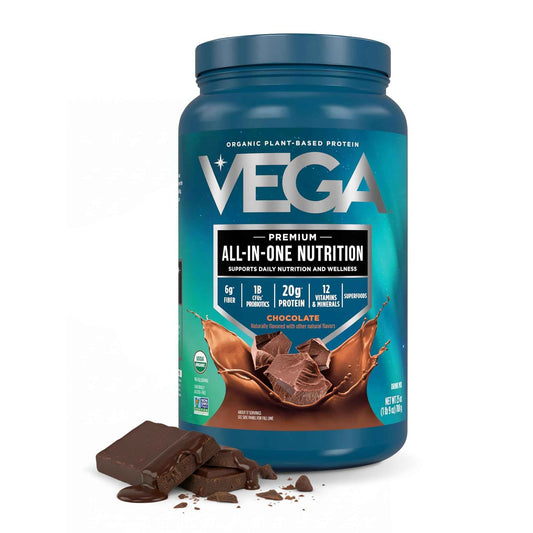 Vega Premium All-in-One Nutrition Protein Powder – 20g Plant-Based Vegan Protein, Vitamins & Probiotics, Chocolate, 876g (19 Servings) 🍁 All In One Marketplace Canada