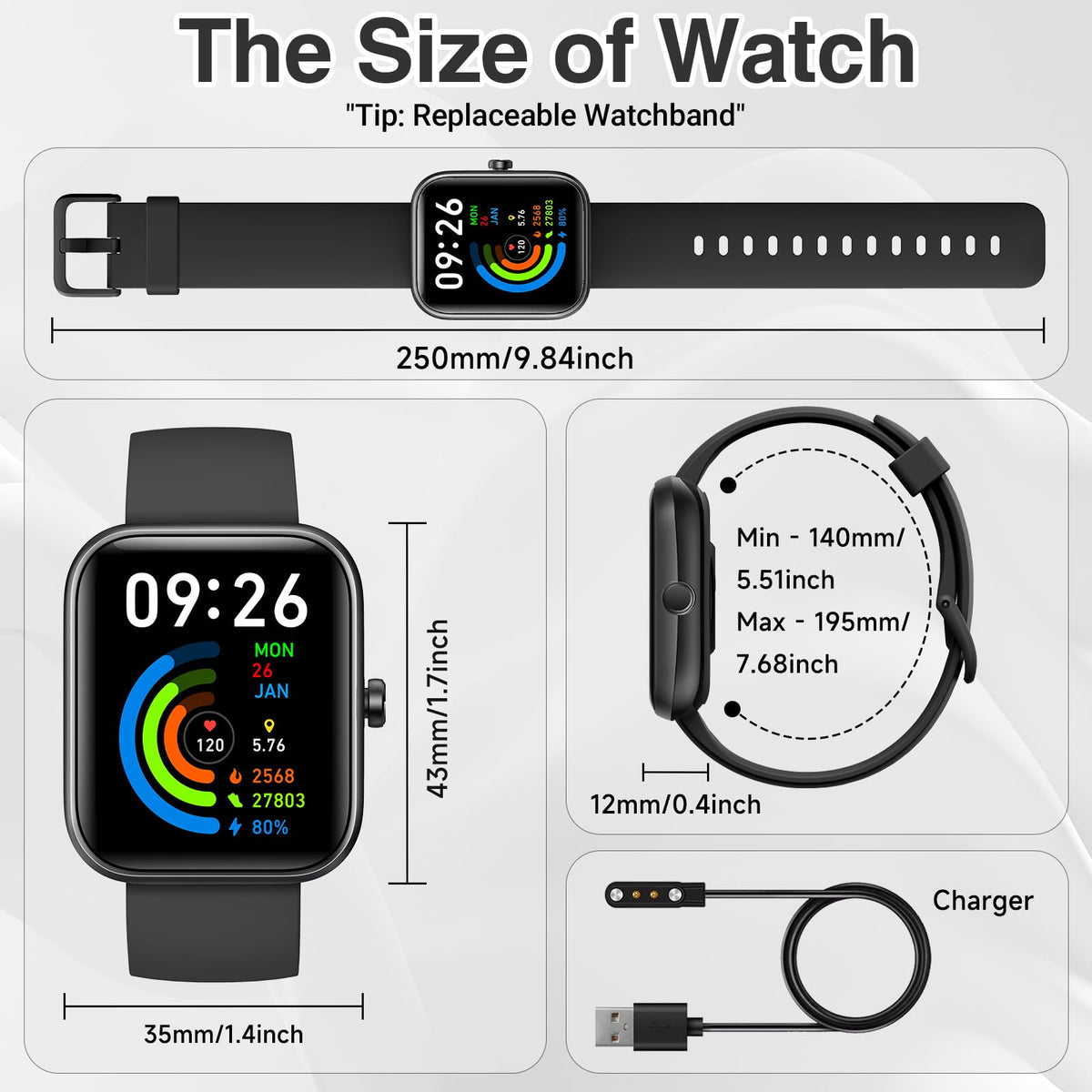 Smart Watch for Men Women with Bluetooth Call,Alexa Built-in Smartwatch,1.83"DIY Dial Fitness Watch with Sleep Heart Rate SpO2 Monitor,100+ Sport Mode,IP68 Waterproof Watch Compatible with Android iOS 🍁 All In One Marketplace Canada