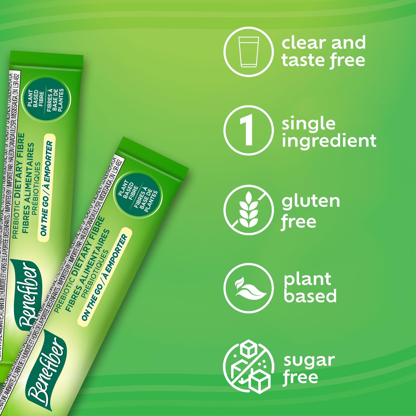 Benefiber Prebiotic Fibre Supplement Powder, Promotes Good Gut Health, Unflavoured & Completely Clear, Dissolves in Drinks & Food, Plant‑Based, Sugar‑Free, Gluten‑Free, Non-GMO, Daily Soluable Fibre Supplement, (28 Stick Packs)