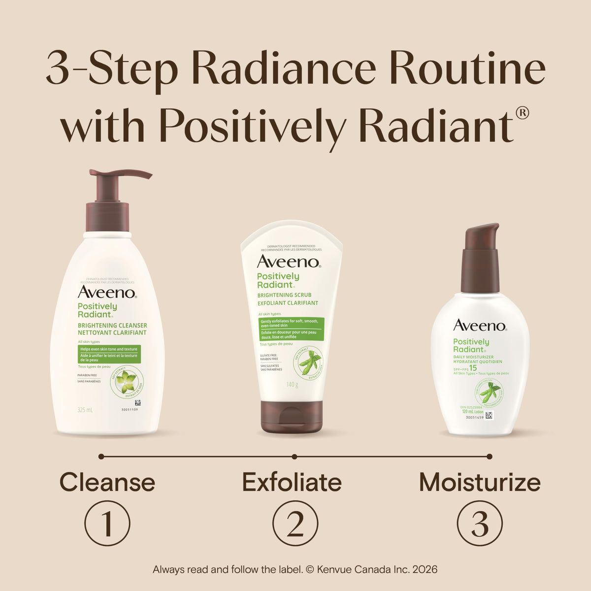 Aveeno Positively Radiant Daily Moisturizer SPF 15 - Face Lotion with Soy Formula for Dry Skin, Hypoallergenic & Oil-Free Lotion, Evens Tone & Texture, Non-Comedogenic Moisturizer for Face 120 mL 🍁 All In One Marketplace Canada