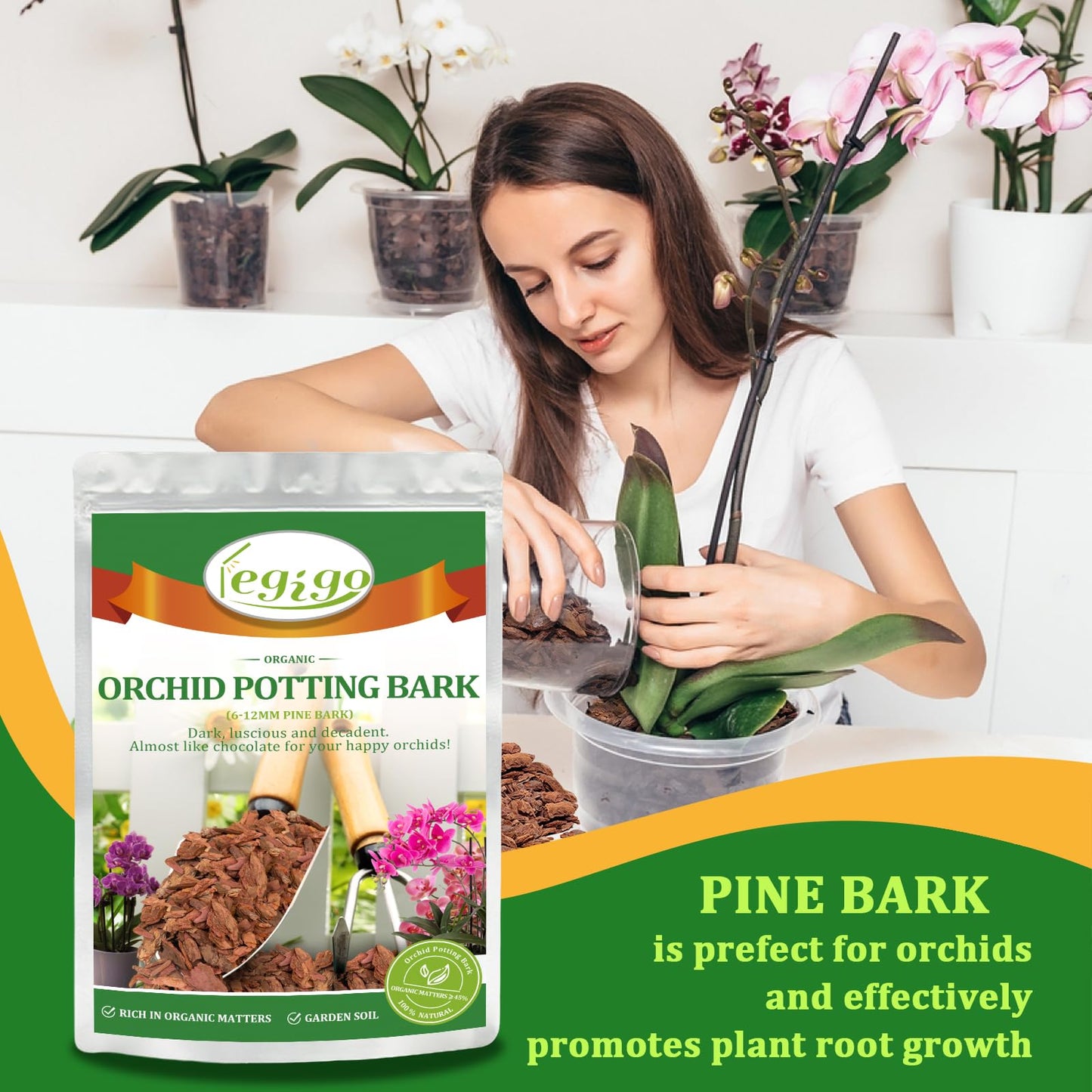 Legigo 2 litres Organic Orchid Potting Bark- All Natural Orchid Bark Potting Mix Pine Bark Wood Chips for Houseplant Mulch, Plants Root Development 🍁 All In One Marketplace Canada