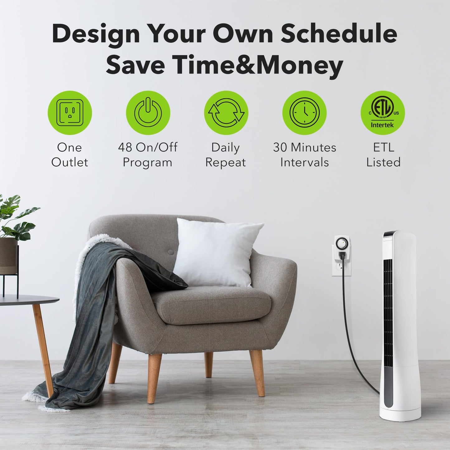 BN-LINK BND-60/U47 Indoor Mini 24-Hour Mechanical Outlet Timer, 3-Prong, 2-Pack 🍁 All In One Marketplace Canada
