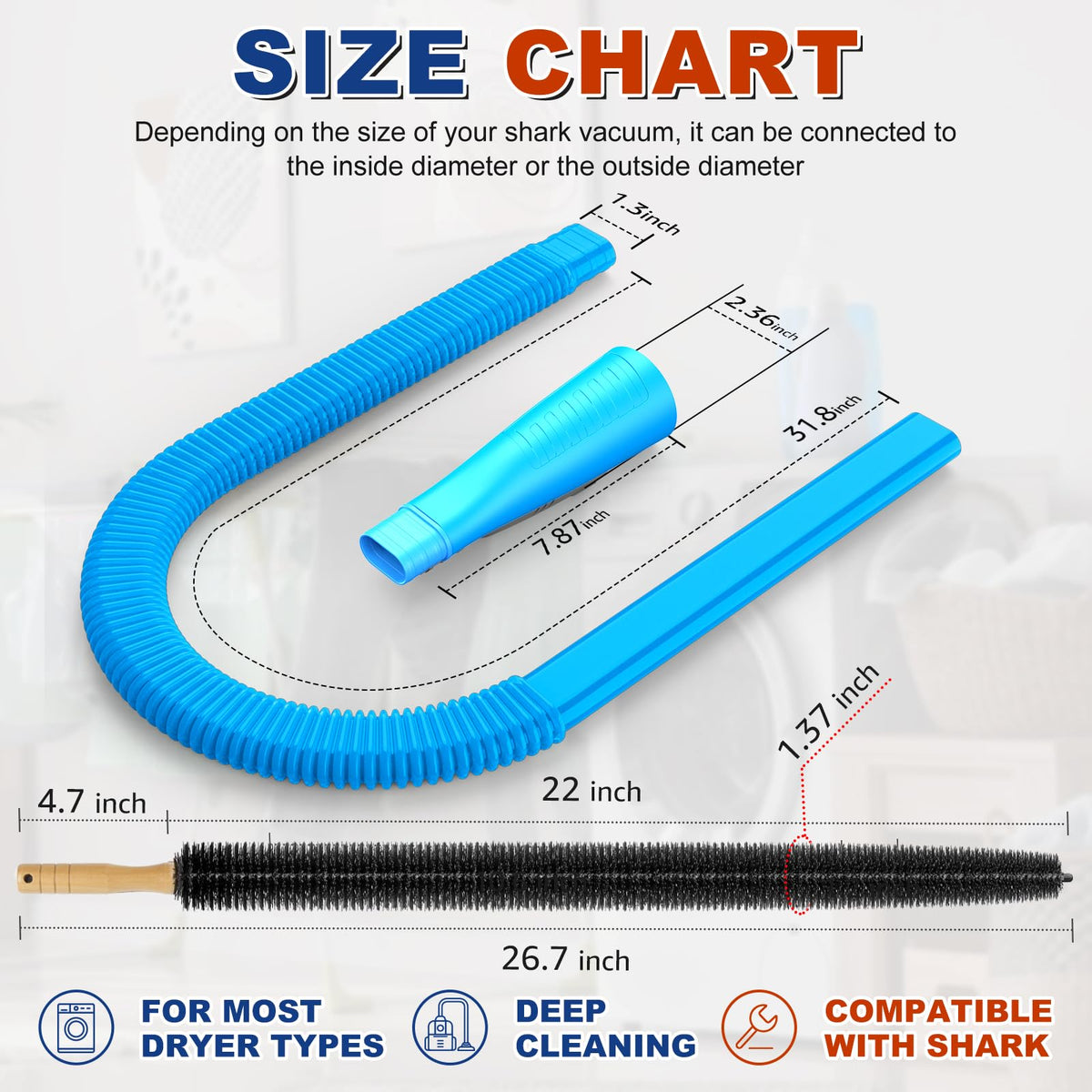 Sealegend 2 Pieces Dryer Vent Cleaning Kit, Flexible Lint Vacuum Hose Attachment and Lint Brush Lint Remover Power Washer, Blue 🍁 All In One Marketplace Canada