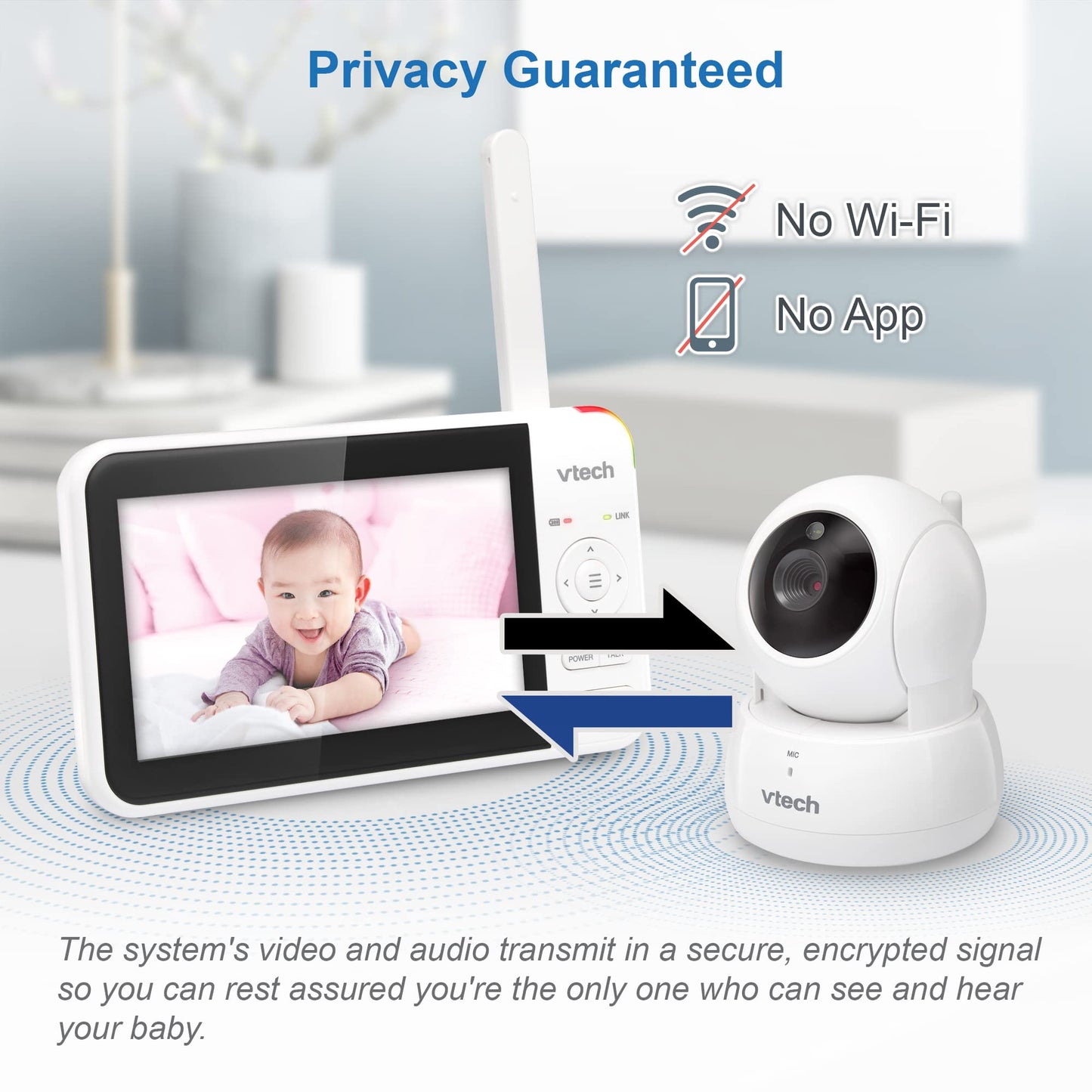 VTech VM924 Pan & Tilt Video Baby Monitor, 5" LCD Screen, Up to 17 Hrs Video Battery Life, Plug & Play, 1.33x Zoom, Night Vision, Up to 1000ft Range, Soothing Sounds, 2-Way Talk, Secured Transmission 🍁 All In One Marketplace Canada