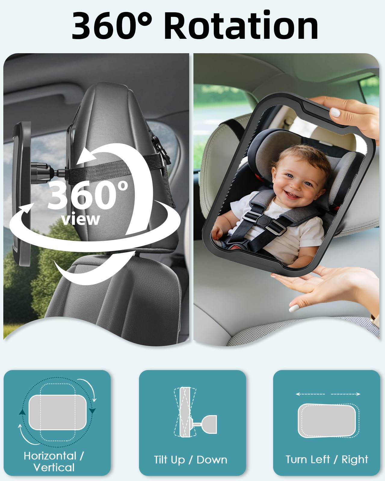 Zacro Baby Car Mirror, Shatter-Proof Acrylic Baby Mirror for Car, Rearview Baby Mirror-Easily to Observe The Baby's Every Move, Safety and 360 Degree Adjustability 🍁 All In One Marketplace Canada