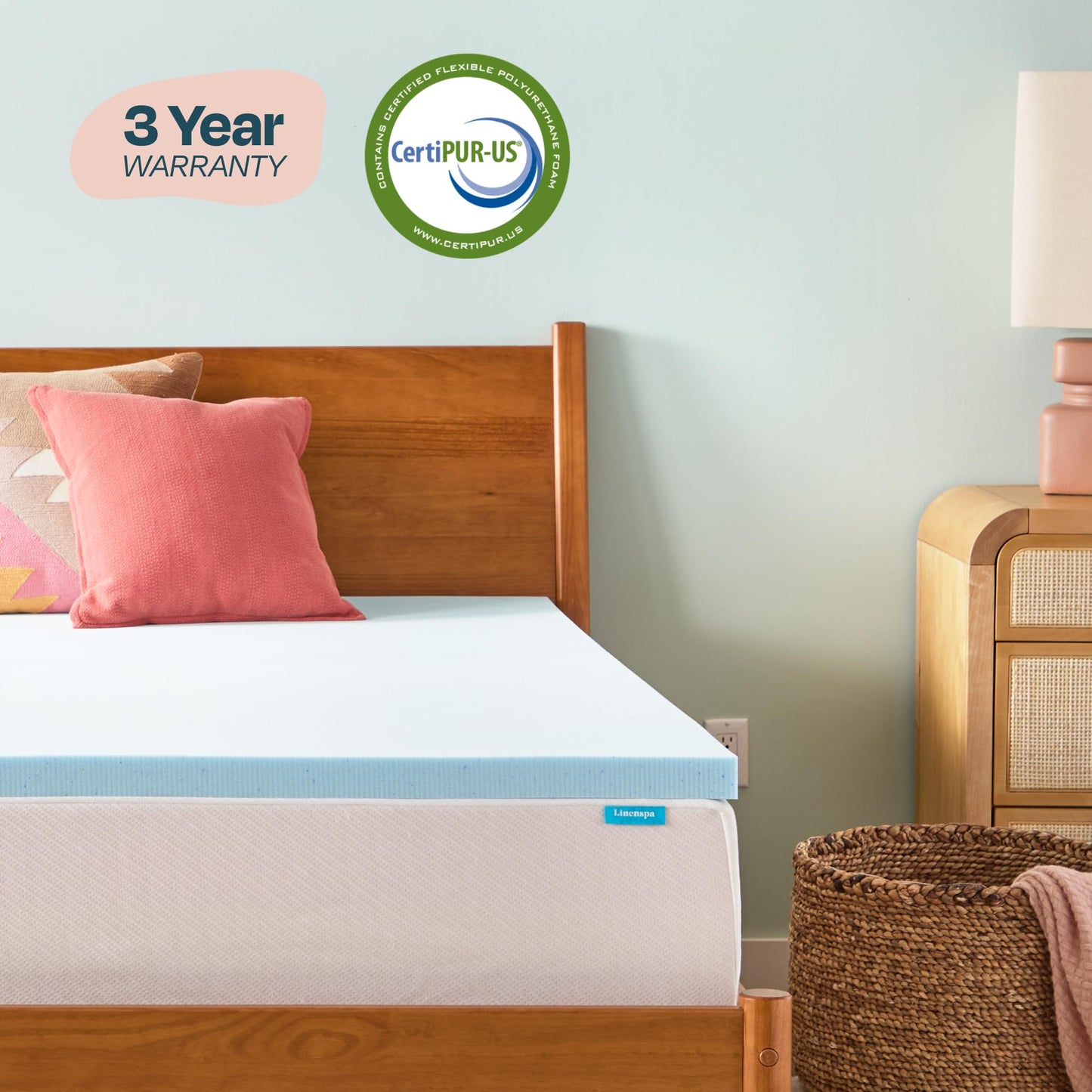 Linenspa 2 Inch Memory Foam Mattress Topper, Gel Infused King Mattress Topper, CertiPUR-US Certified 🍁 All In One Marketplace Canada