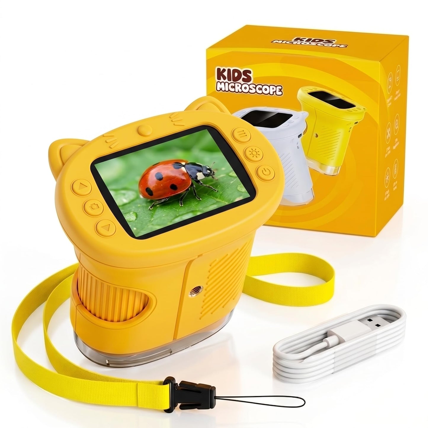 OAEBLLE Kids Microscope, 1000X 4K Digital Microscope with 2.4″ IPS Screen & 8 LED, USB Rechargeable, STEM Science Learning Kit Toys, Great Gift for Boys and Girls Aged 4-12 🍁 All In One Marketplace Canada