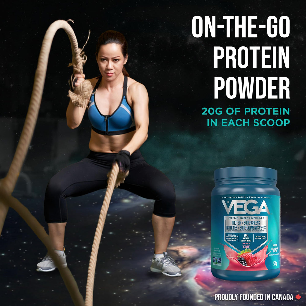 Vega Protein + Supergreens Vegan Plant Based Protein Powder – 20g Organic Pea Protein, Dairy-free, Healthy Breakfast Shake – Berry 18 Servings, 522 grams (Pack of 1) 🍁 All In One Marketplace Canada