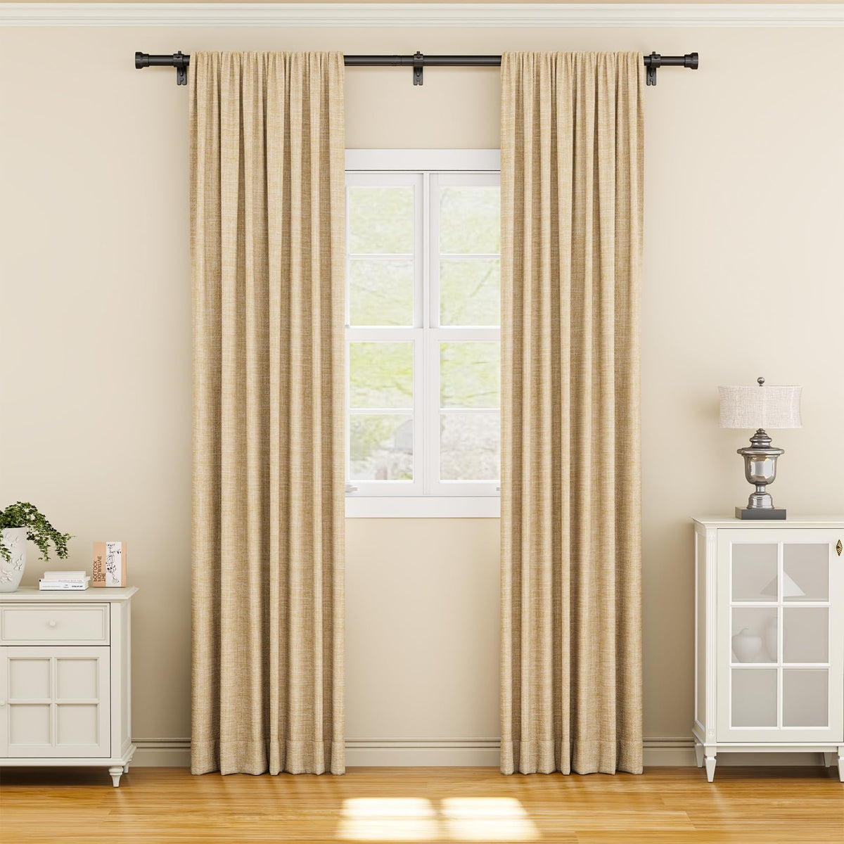 YaFex Curtain Rod 32-84 Inch, Heavy Duty 1 Inch Adjustable Curtain Pole, Black Long Curtains Rods for Window, Modern Design, Easy Installation 🍁 All In One Marketplace Canada