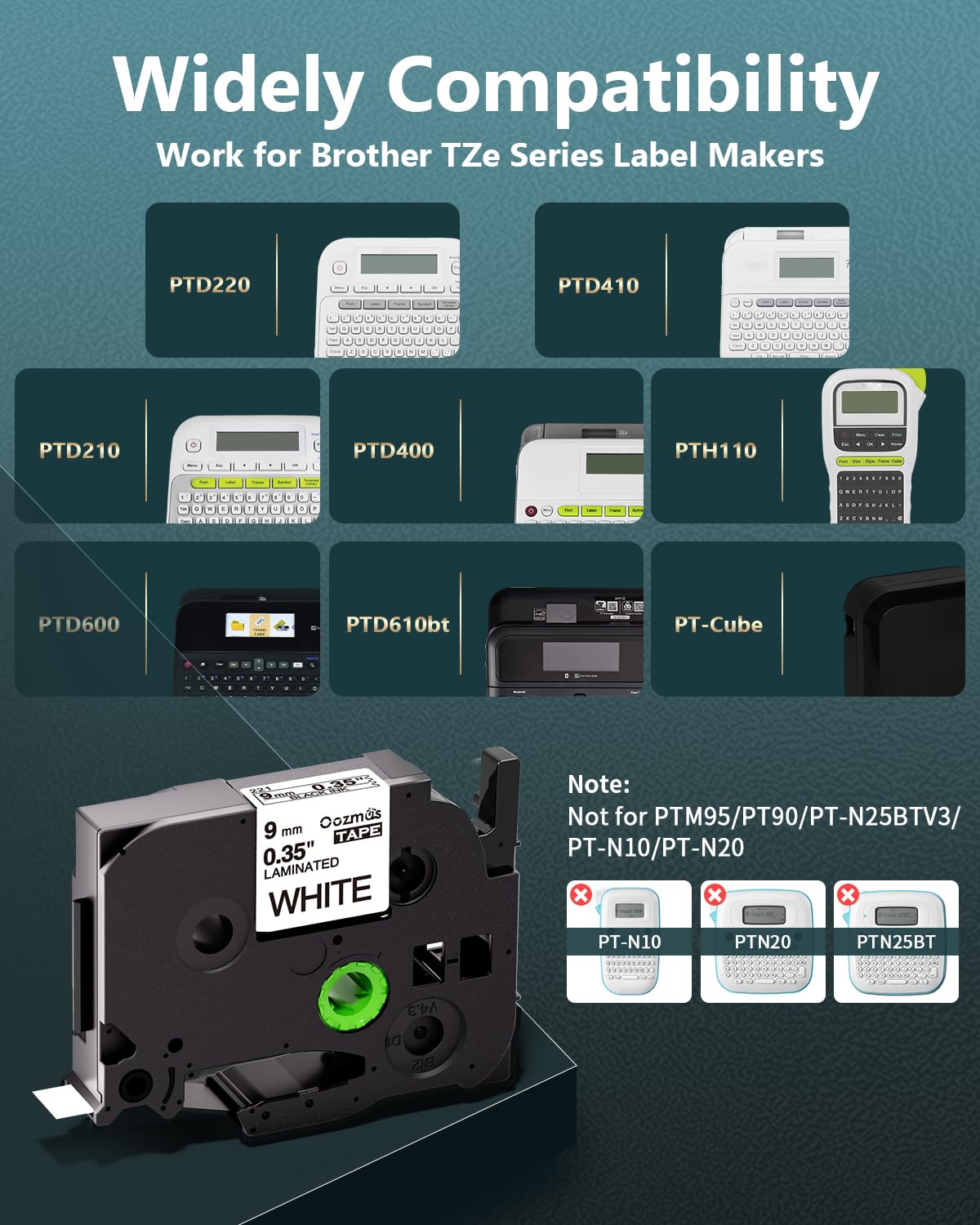 5 Pack Replacement for TZe-231 P Touch Label Tape Compatible with Brother P-Touch (TZ231 TZe231) Standard Laminated 12mm, Black on White, for Label Maker Tape PTH110 PT-D210 D220 D200 H100 🍁 All In One Marketplace Canada