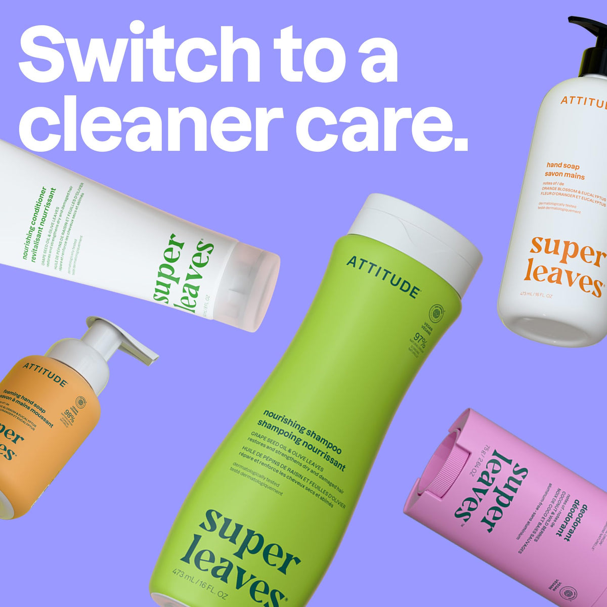 ATTITUDE Nourishing Hair Shampoo, Made in Canada, EWG Verified, For Dry and Damaged Hair, Naturally Derived Ingredients, Vegan and Plant Based, Grapeseed Oil and Olive Leaves, Bulk Refill, 2 Liters 🍁 All In One Marketplace Canada