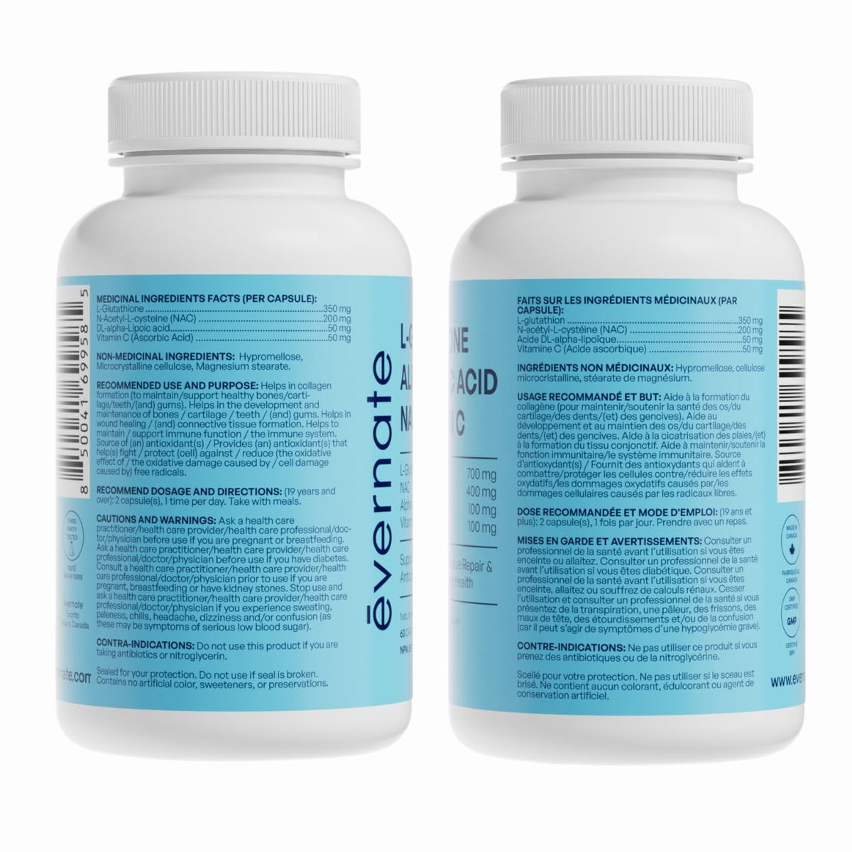 ALL-IN-ONE L-Glutathione 700 mg (Reduced) with NAC 400 mg, Alpha-Lipoic Acid 200 mg & Vitamin C (Per Serving: 2 Capsules) – Advanced Skin Brightening, Antioxidant & Immune Support Supplement – Made in Canada 🍁 All In One Marketplace Canada