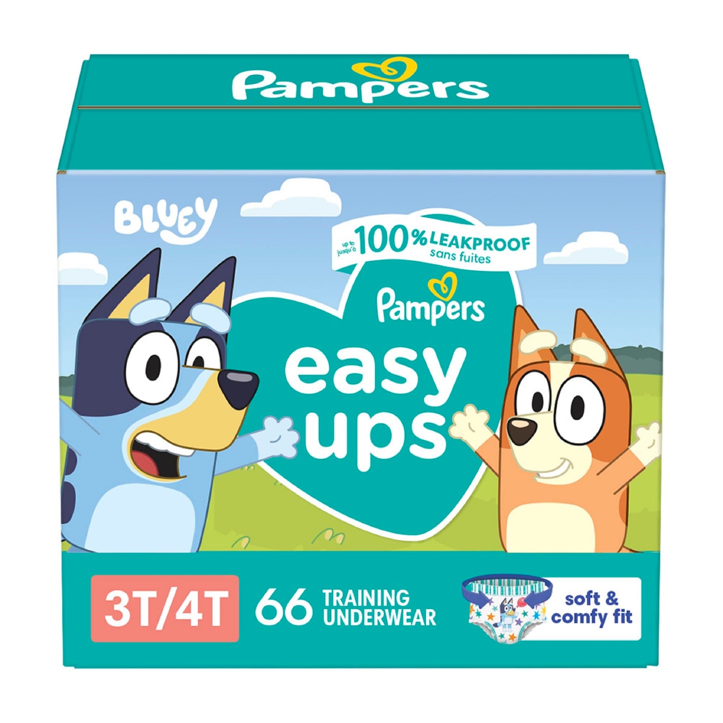 Pampers Easy Ups Girls & Boys Potty Training Pants, Size 5 (3T4T), Bluey Absorbent Training Underwear, Up to 100% Leakproof Day and Night, Hypoallergenic, 1 Pack (Count of 66) 🍁 All In One Marketplace Canada