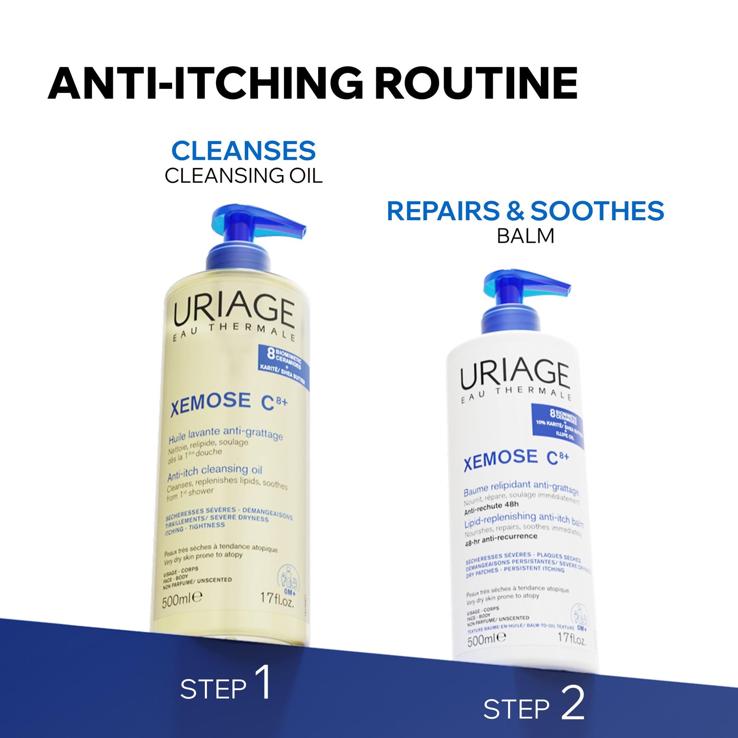 Uriage Xémose Cleansing Soothing Oil - Face & Body Cleanser & Shower Gel - Long-Lasting Comfort For Dry, Sensitive Skin Prone to Atopic Eczema - Soap-free, Fragrance-free For Your Whole Family - 1L 🍁 All In One Marketplace Canada