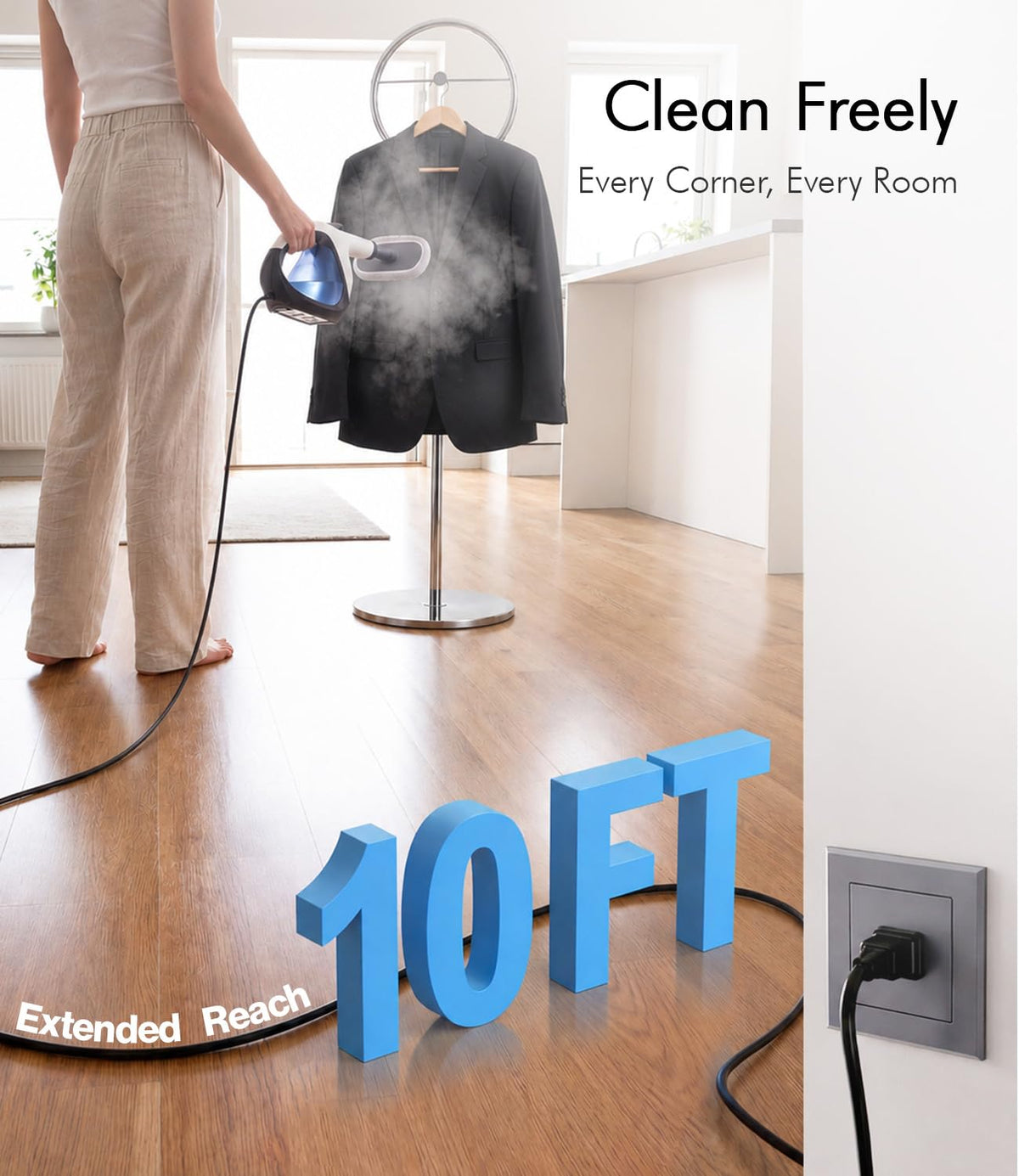 Handheld Steam Cleaner for Home 3s Instant Heat-Up No Need to Wait, Upgrade 2 LB Light Weight Easy Refill Portable Steamer Cleaner for Furniture Couch Grout Walls Kitchenware Cleaning (White) 🍁 All In One Marketplace Canada